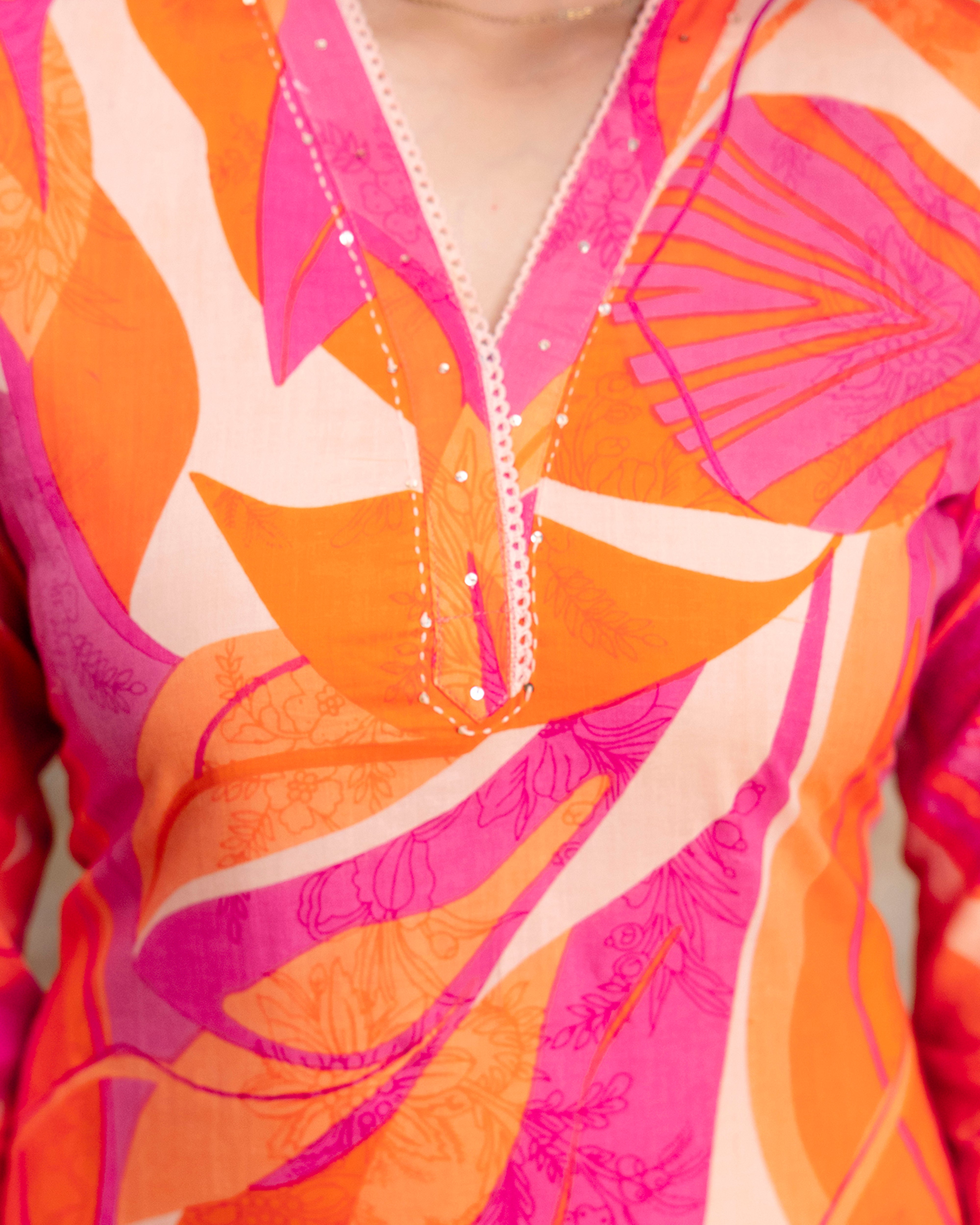 The 'Zaira' Tropical Sunset Straight Kurta
