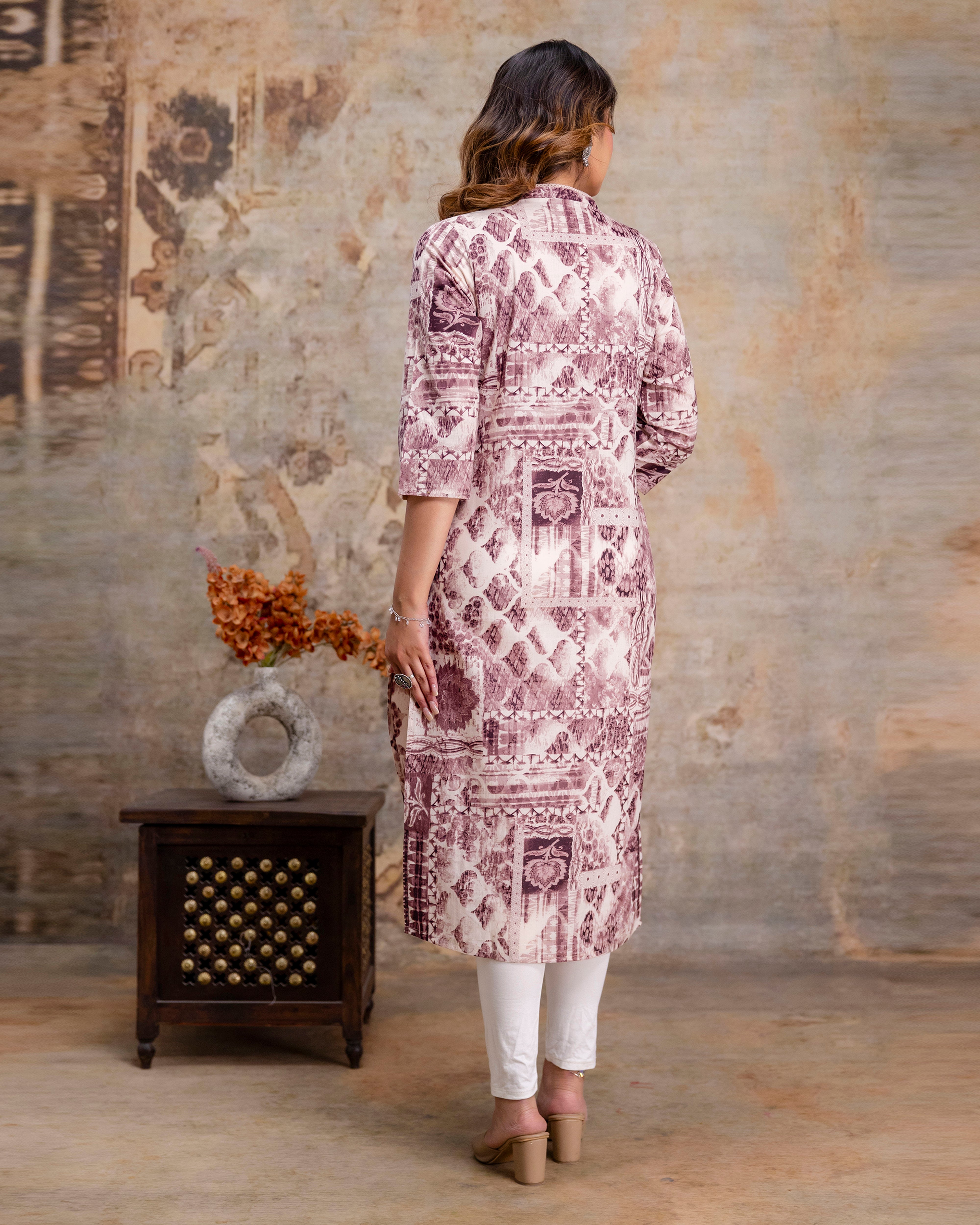 The 'Aditi' Mauve Mosaic Straight Kurta