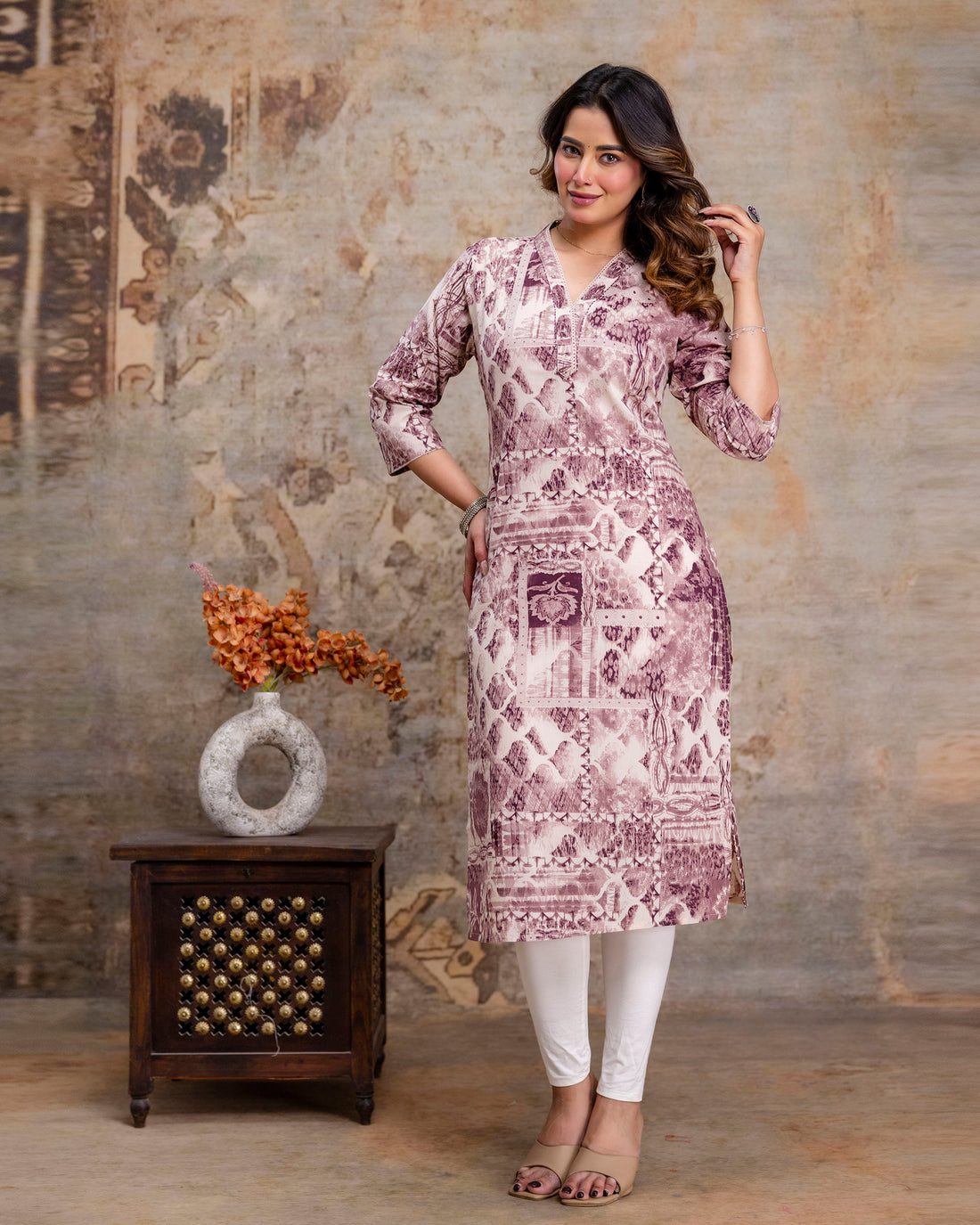 The 'Aditi' Mauve Mosaic Straight Kurta
