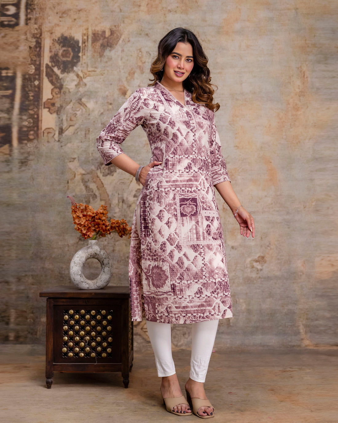 The 'Aditi' Mauve Mosaic Straight Kurta