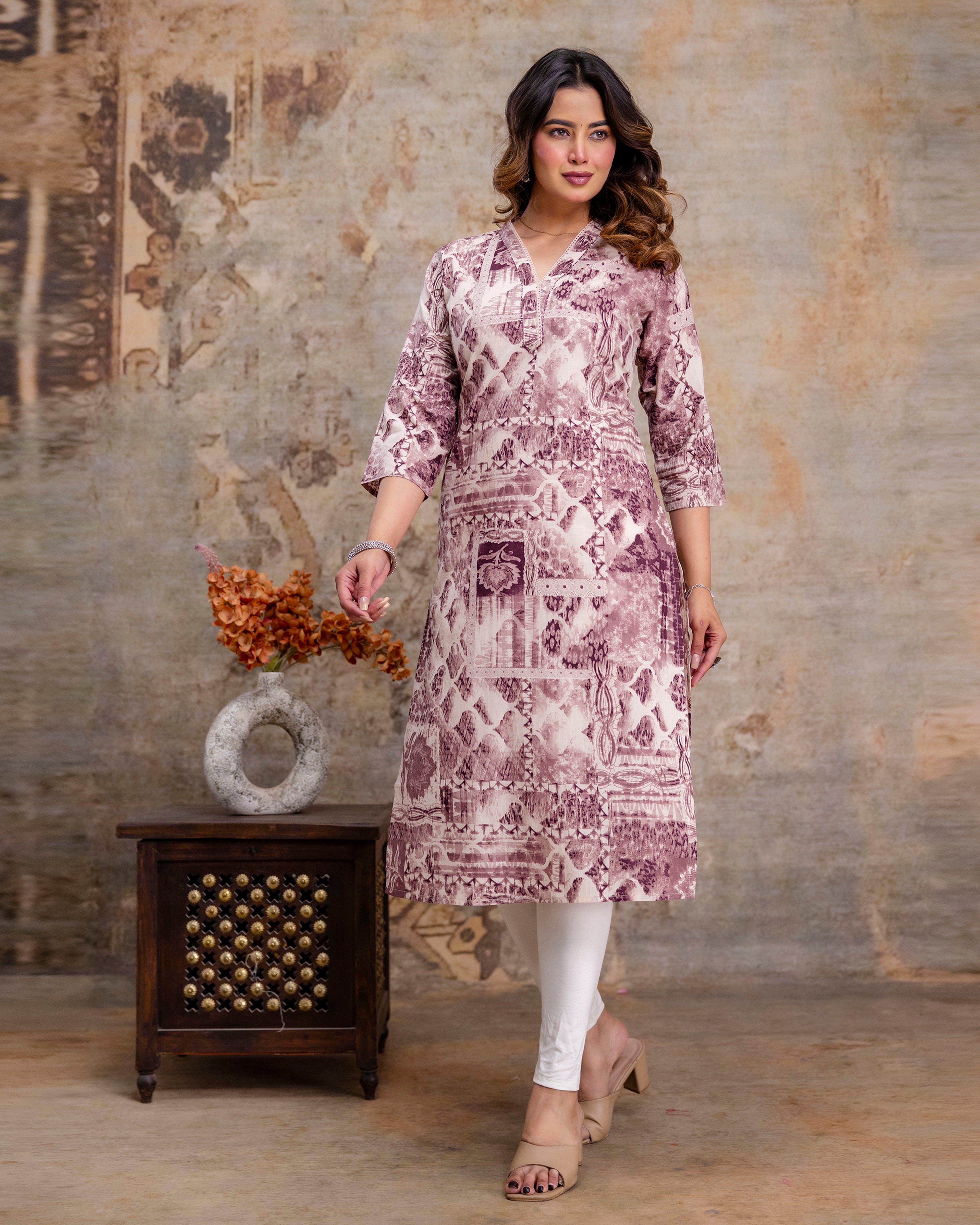 The 'Aditi' Mauve Mosaic Straight Kurta