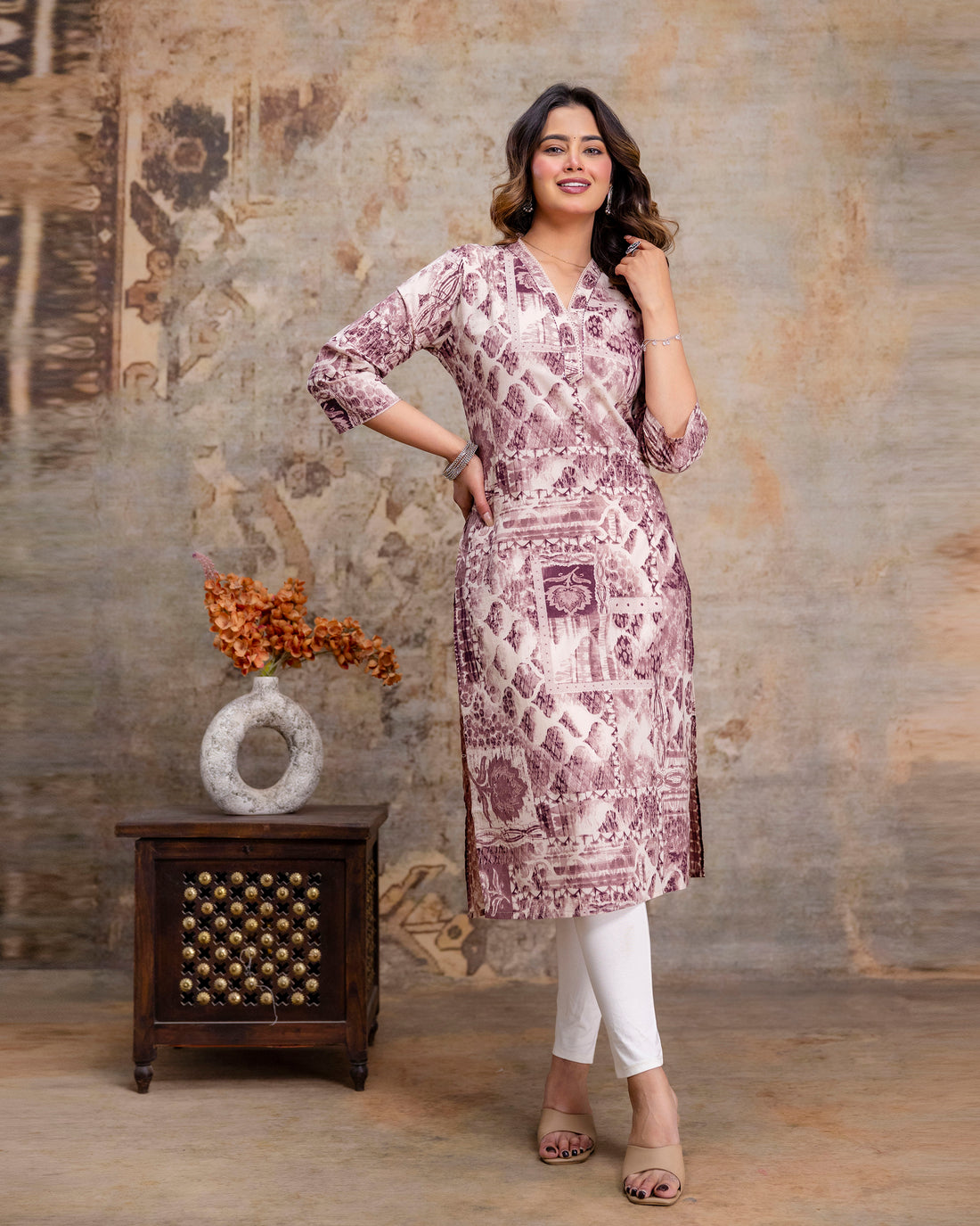 The 'Aditi' Mauve Mosaic Straight Kurta