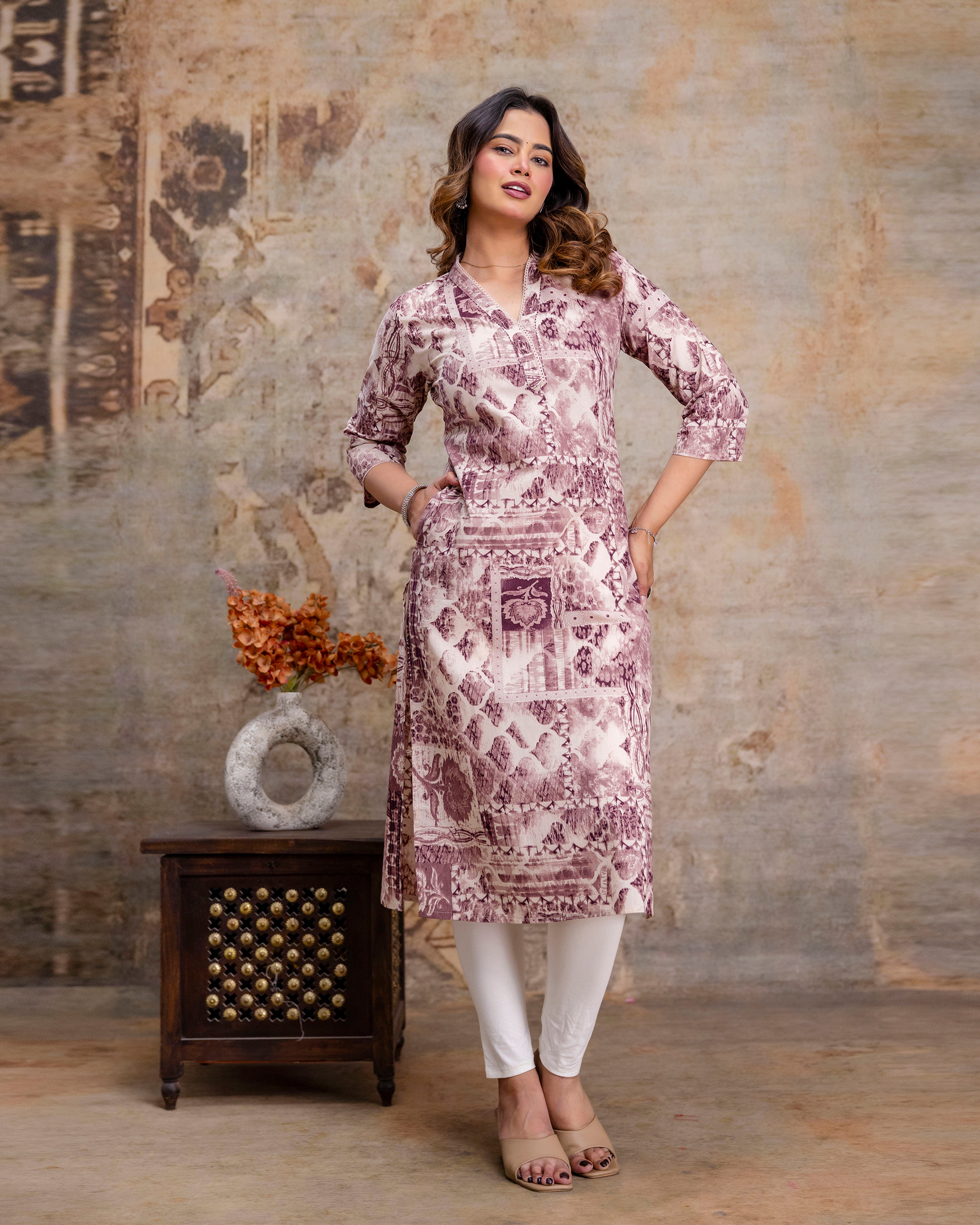 The 'Aditi' Mauve Mosaic Straight Kurta