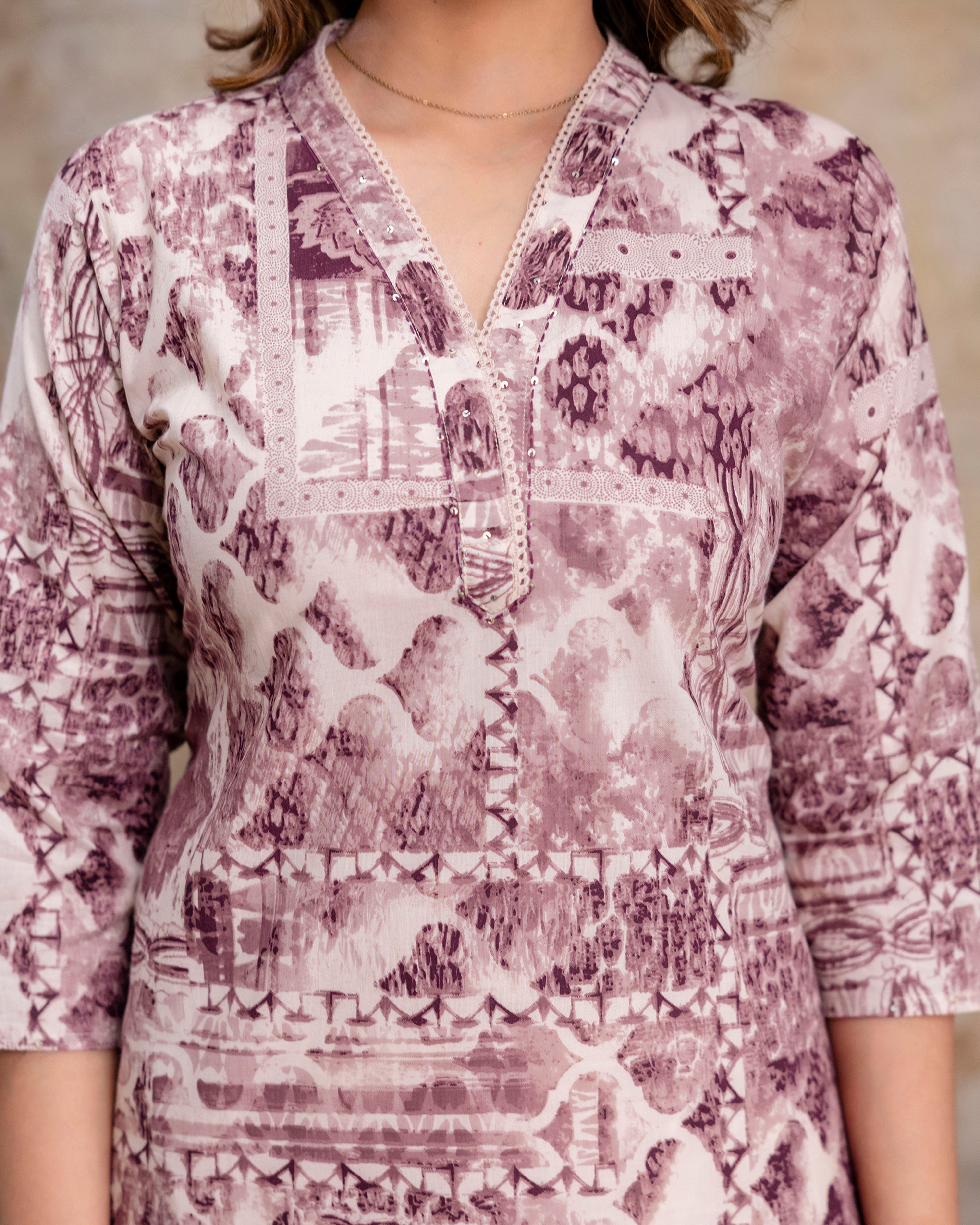 The 'Aditi' Mauve Mosaic Straight Kurta