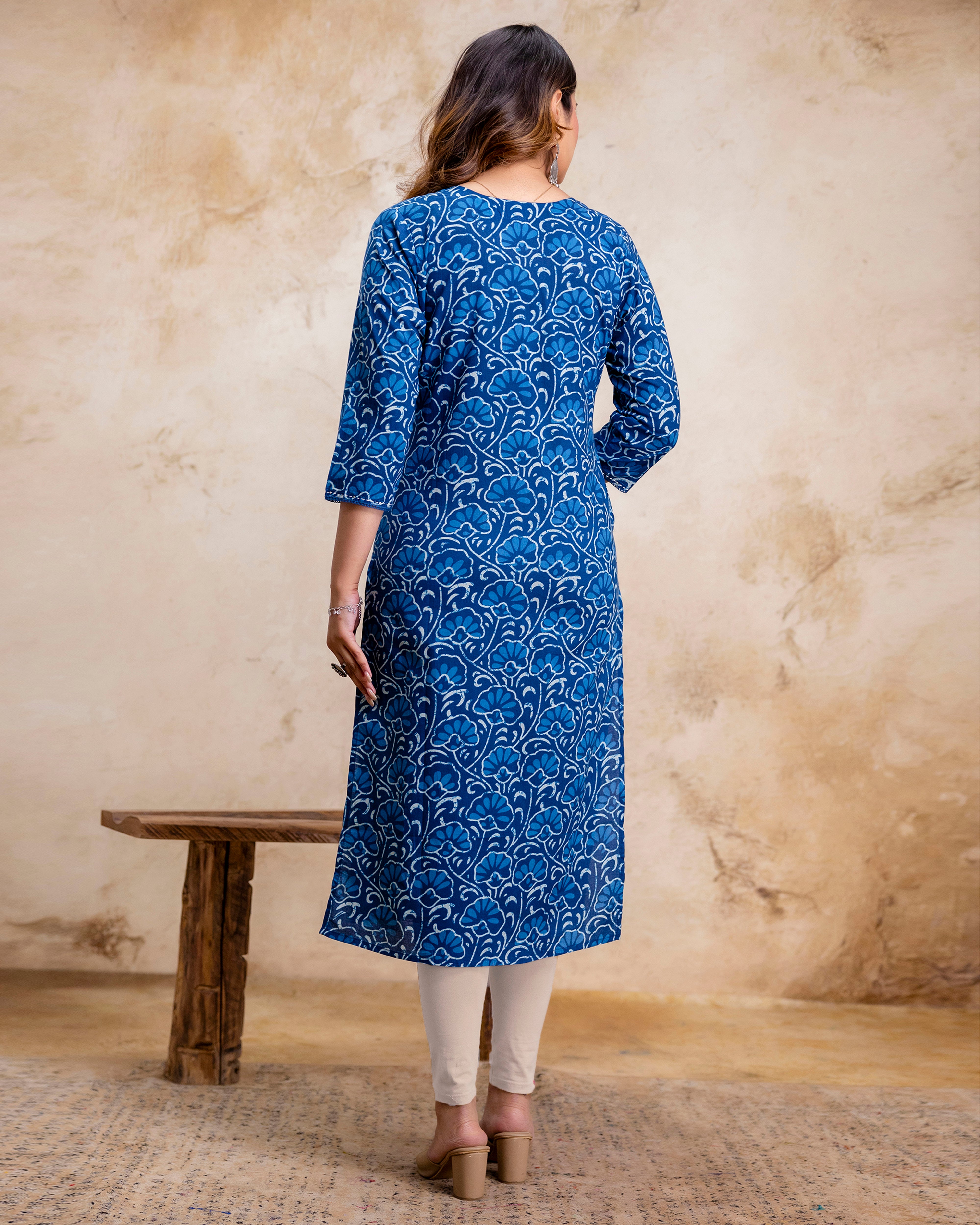 The 'Ira' Indigo Vine Straight Kurta