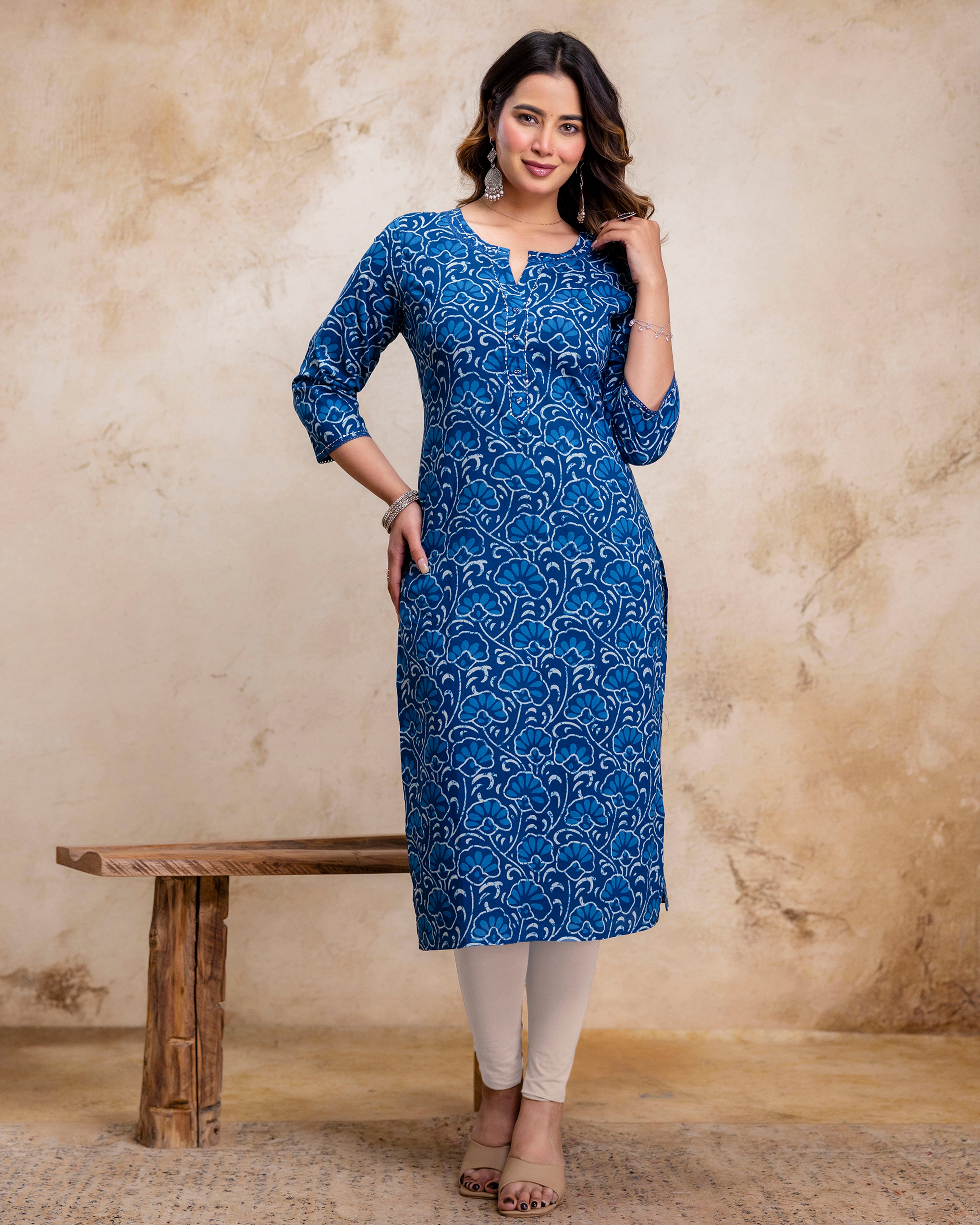 The 'Ira' Indigo Vine Straight Kurta