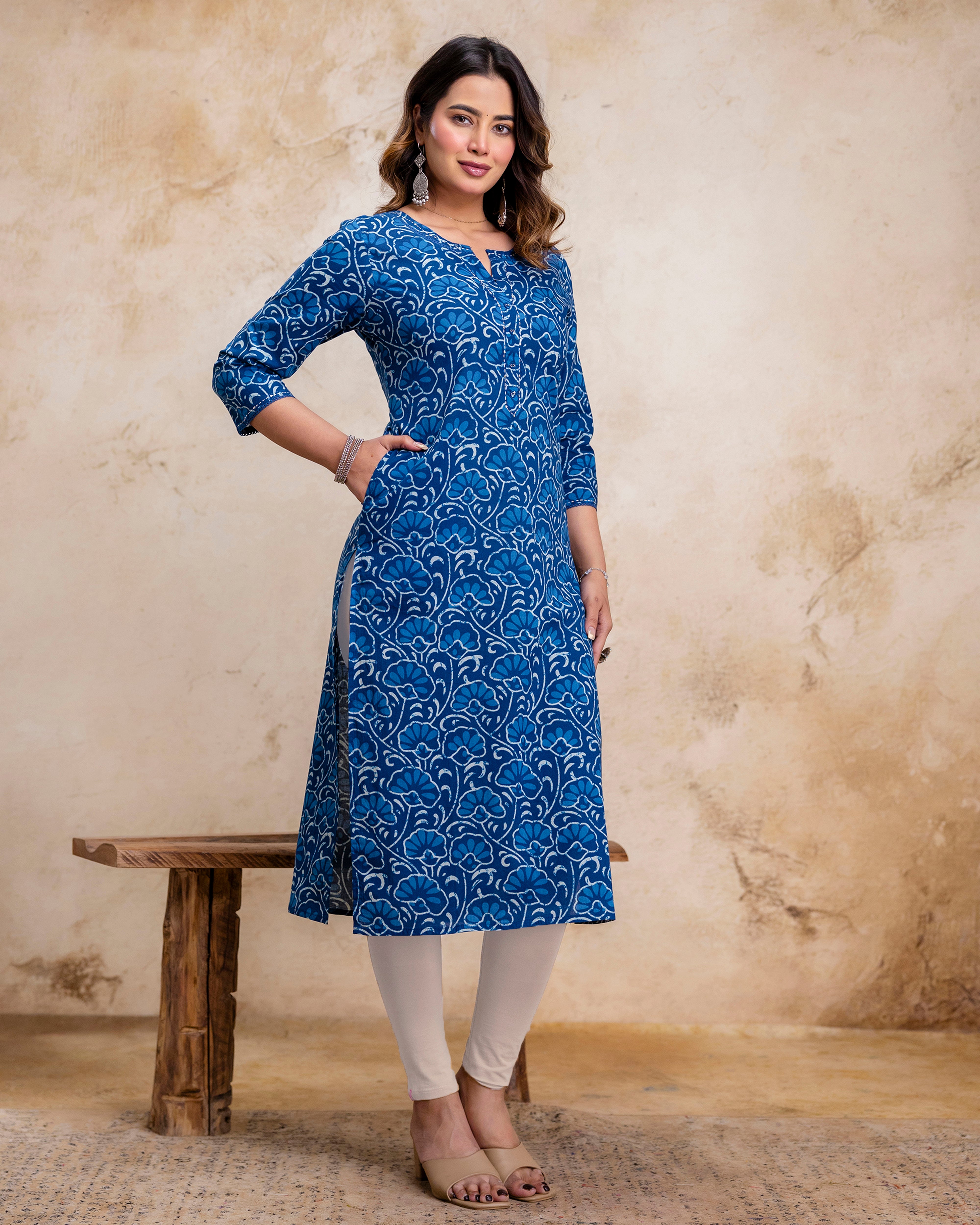 The 'Ira' Indigo Vine Straight Kurta