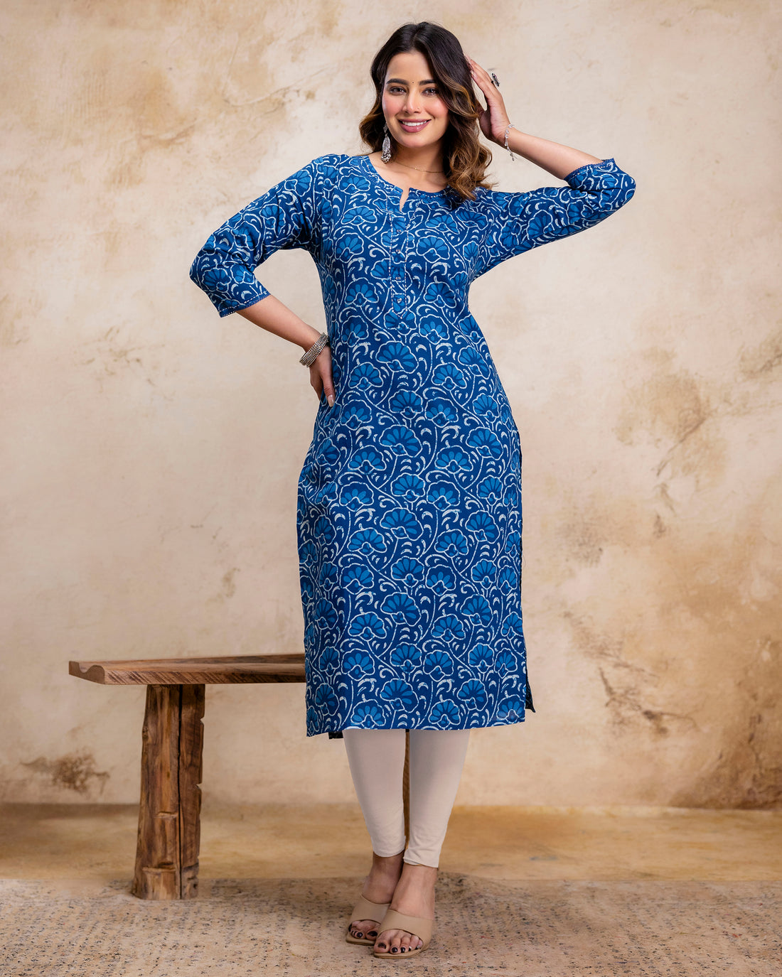 The 'Ira' Indigo Vine Straight Kurta