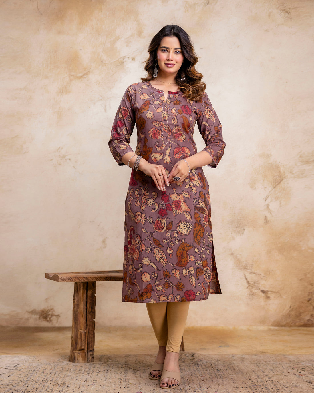 The 'Inaya' Earthy Floral Straight Kurta