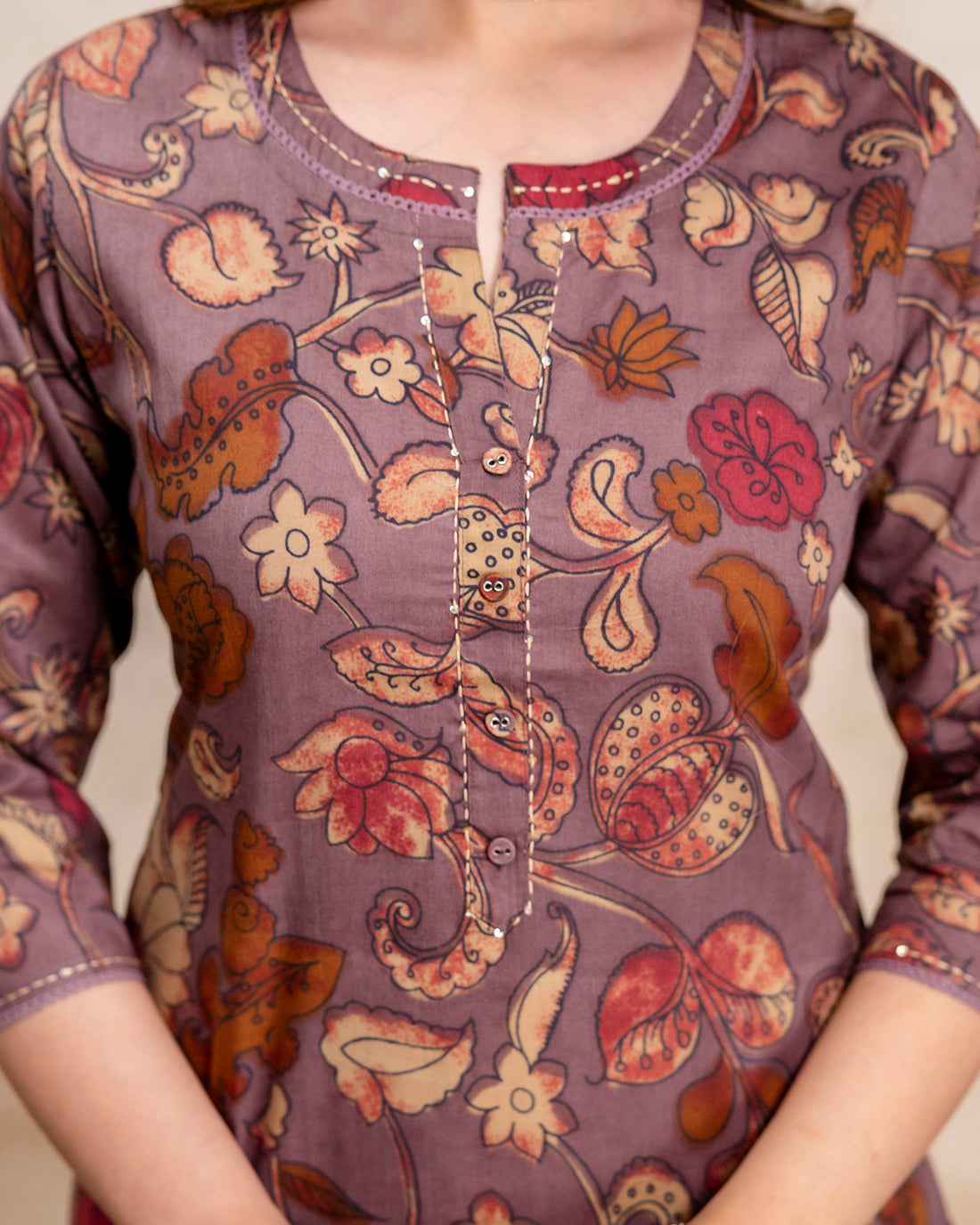 The 'Inaya' Earthy Floral Straight Kurta