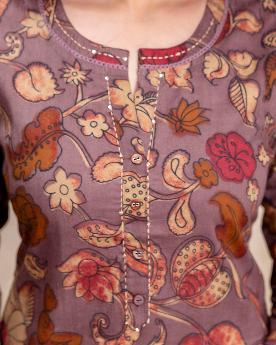 The 'Inaya' Earthy Floral Straight Kurta