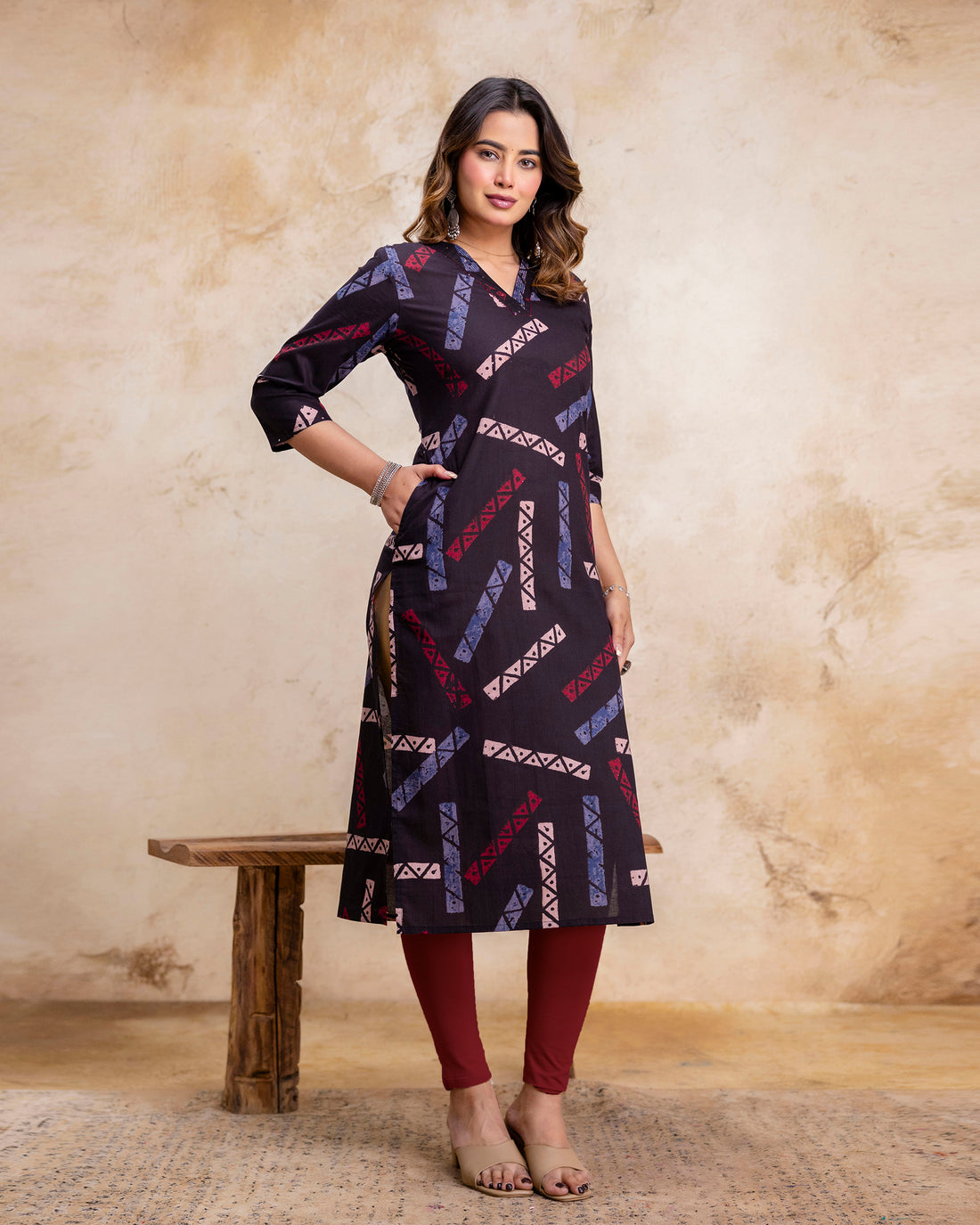 The 'Meera' Noir Tribal Straight Kurta