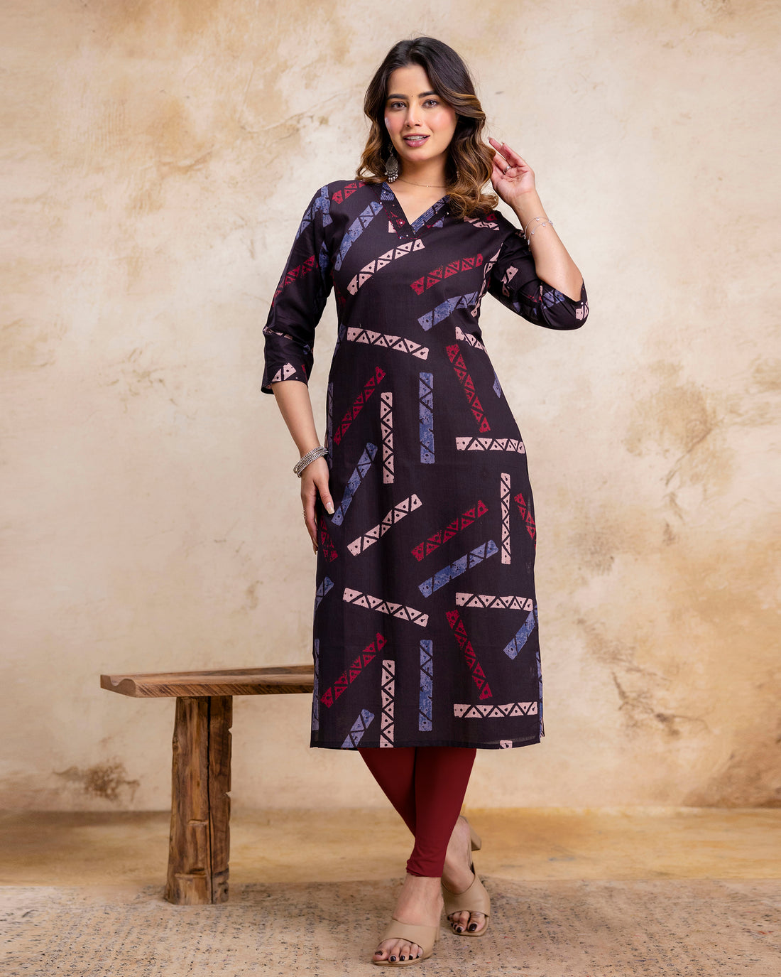 The 'Meera' Noir Tribal Straight Kurta