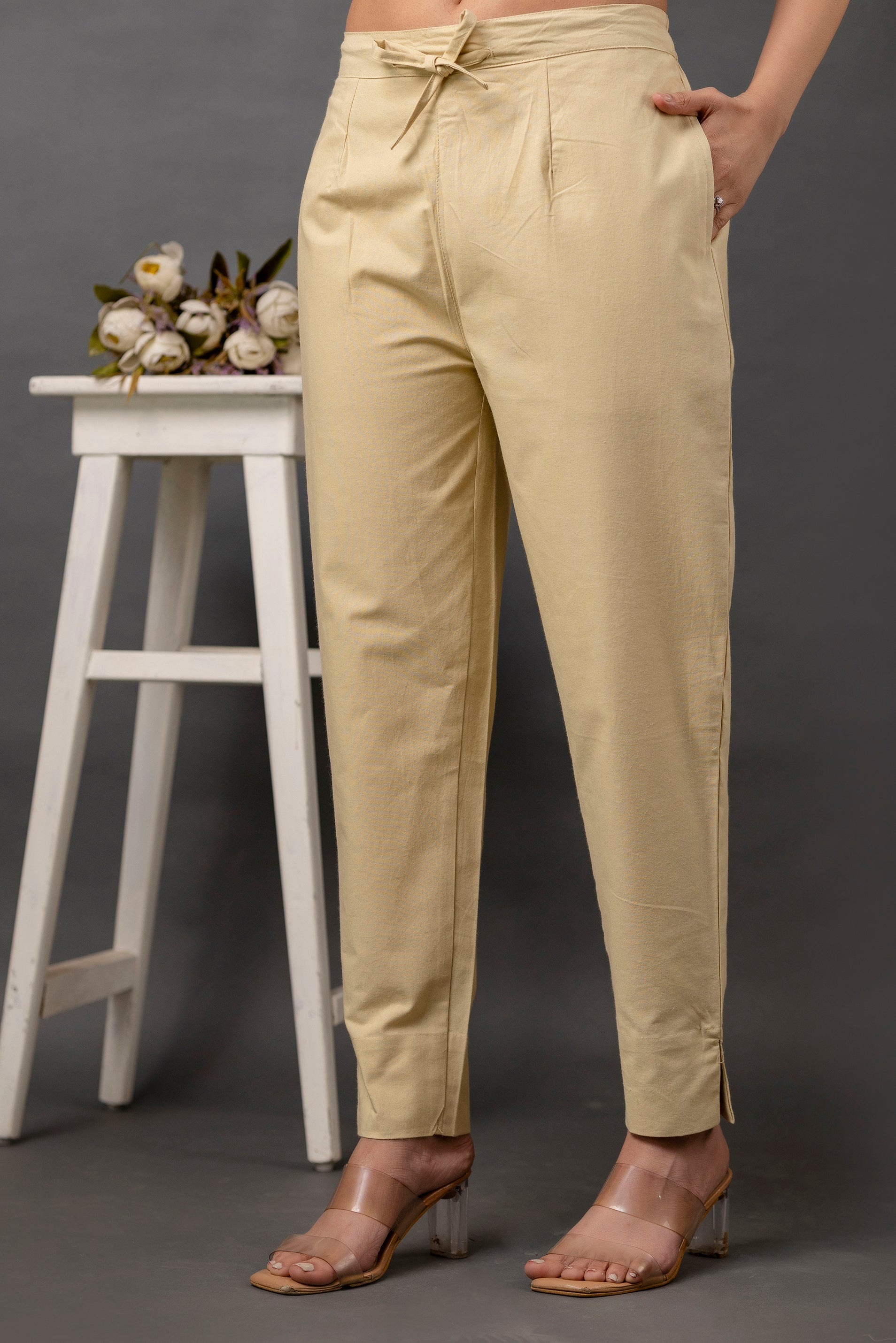 PURE COTTON PANT - BEIGE