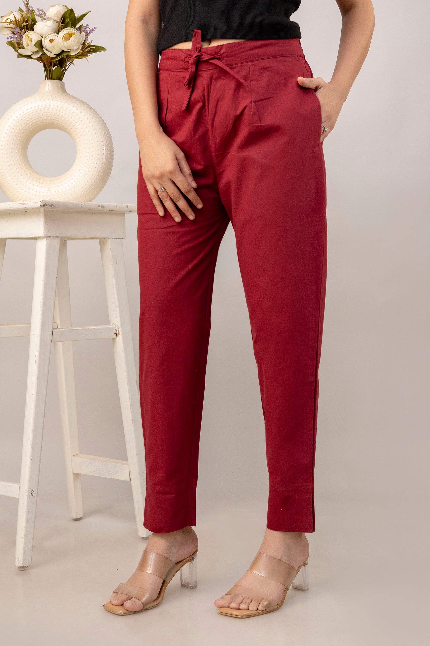 PURE COTTON PANT - MAROON