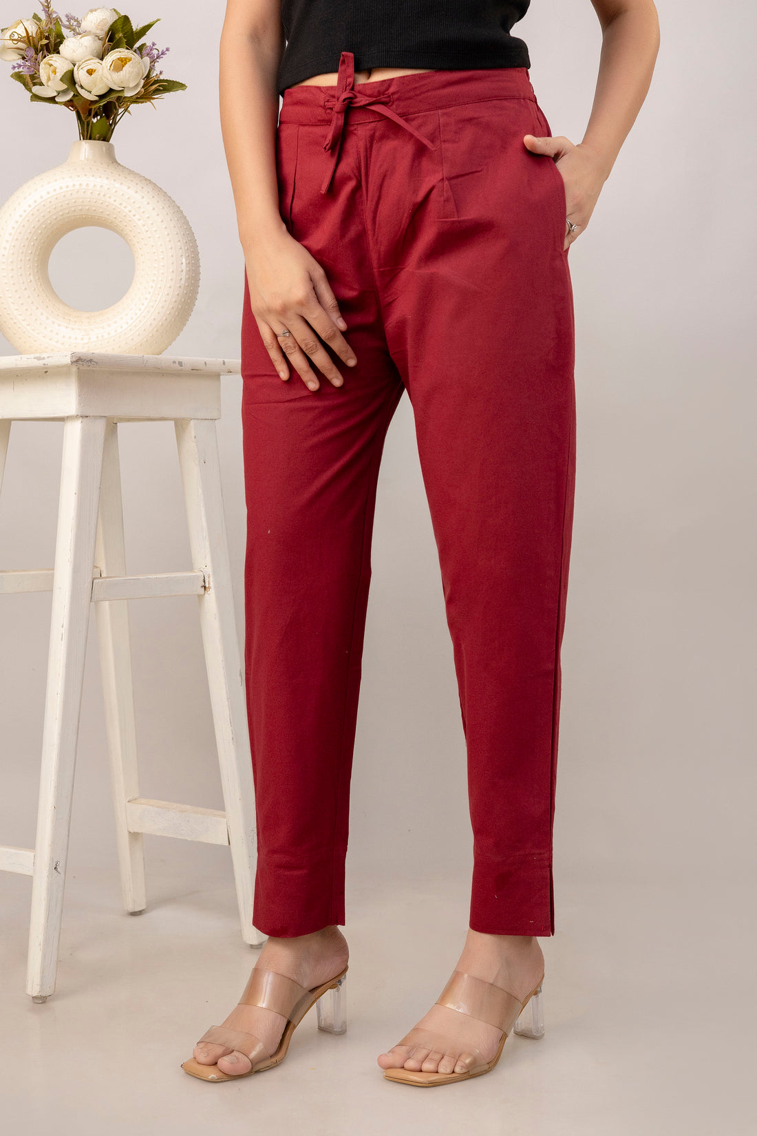 PURE COTTON PANT - MAROON