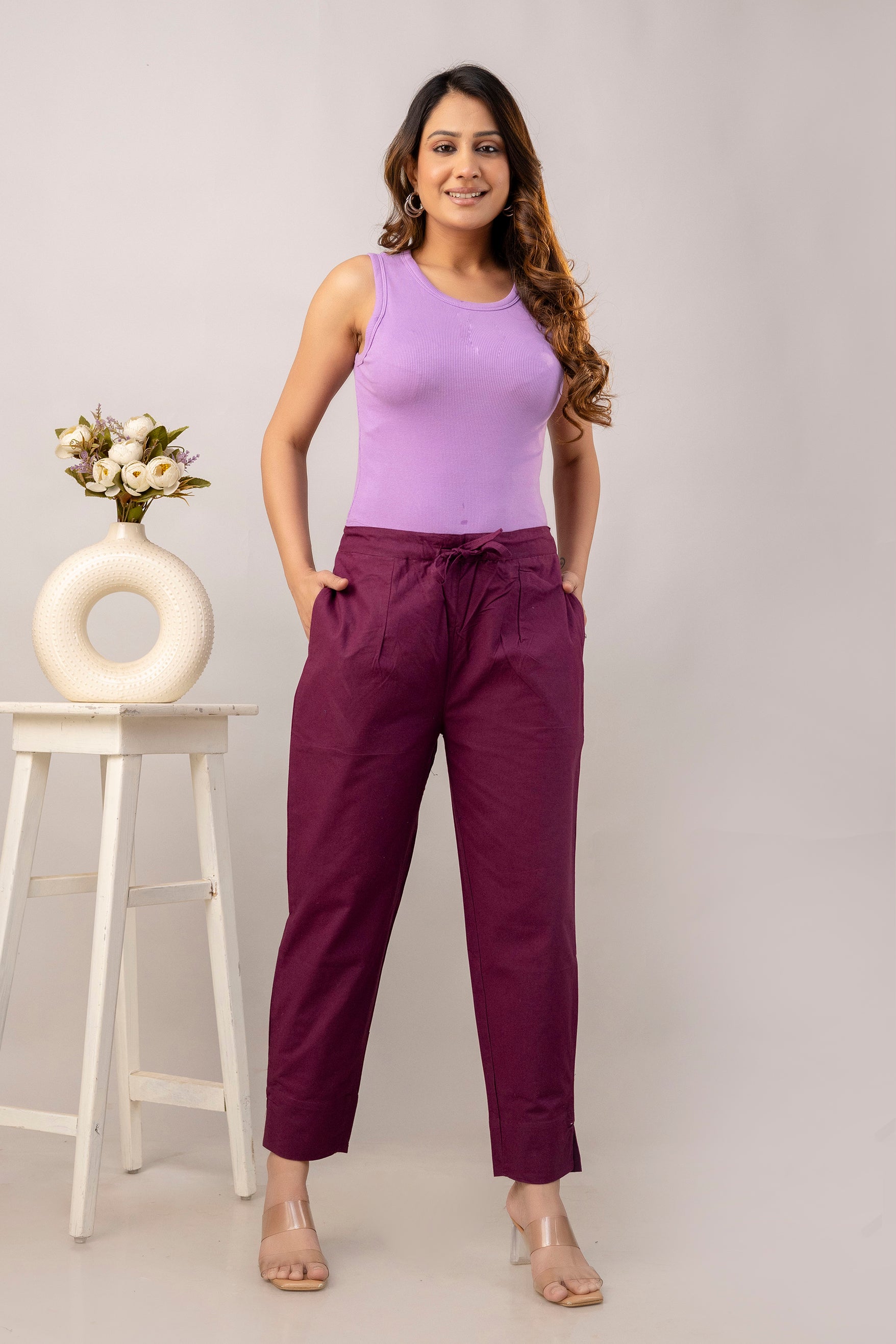 PURE COTTON PANT - WINE
