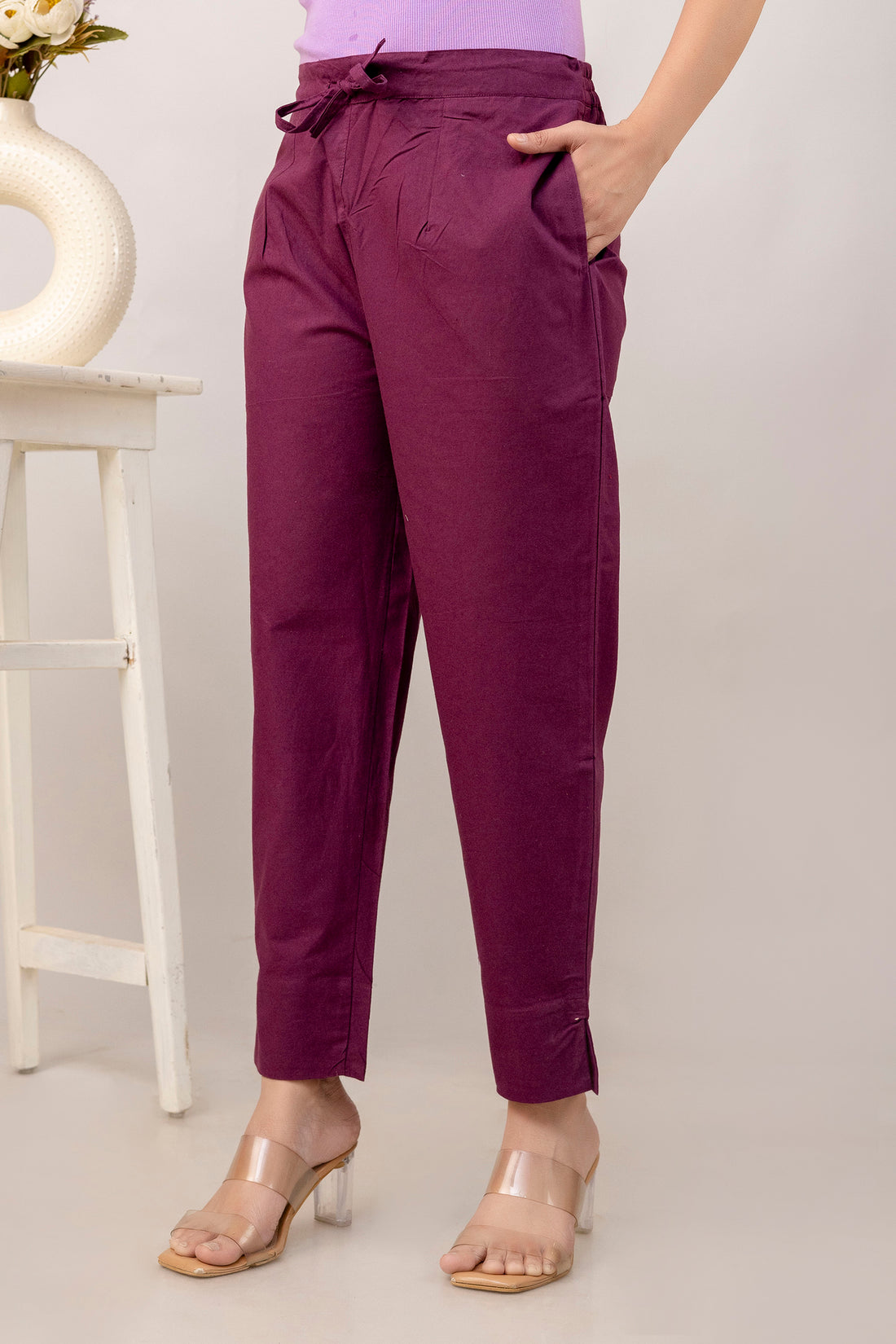 PURE COTTON PANT - WINE