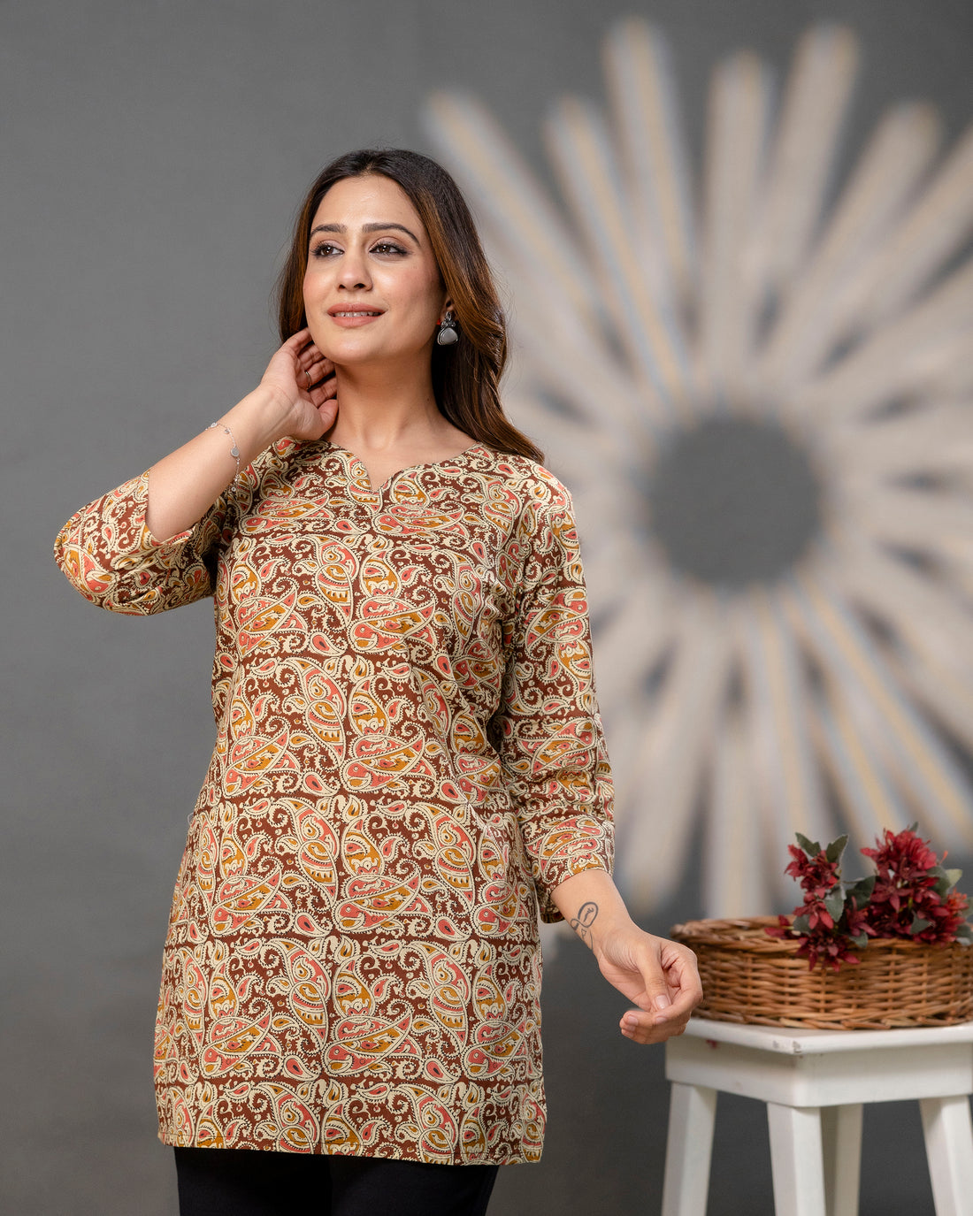 The 'Kavya' Earthy Paisley Short Top