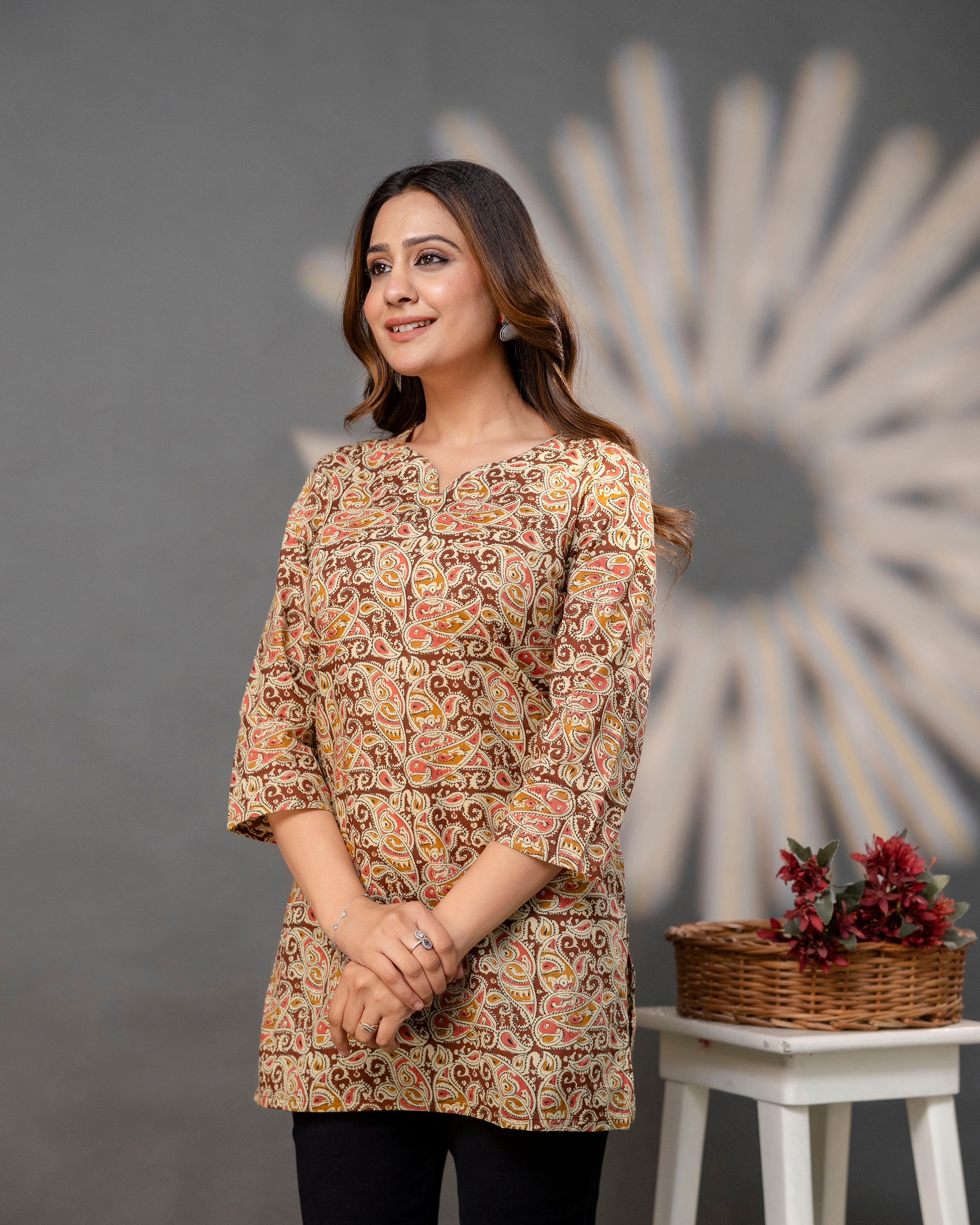 The 'Kavya' Earthy Paisley Short Top