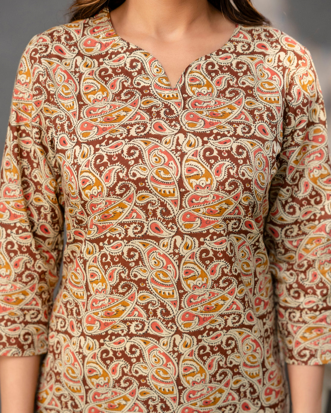 The 'Kavya' Earthy Paisley Short Top