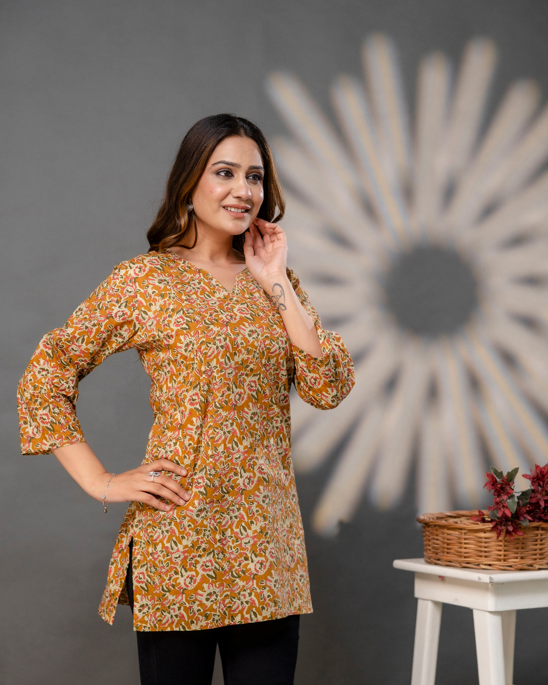 The Ochre Floral Short Top