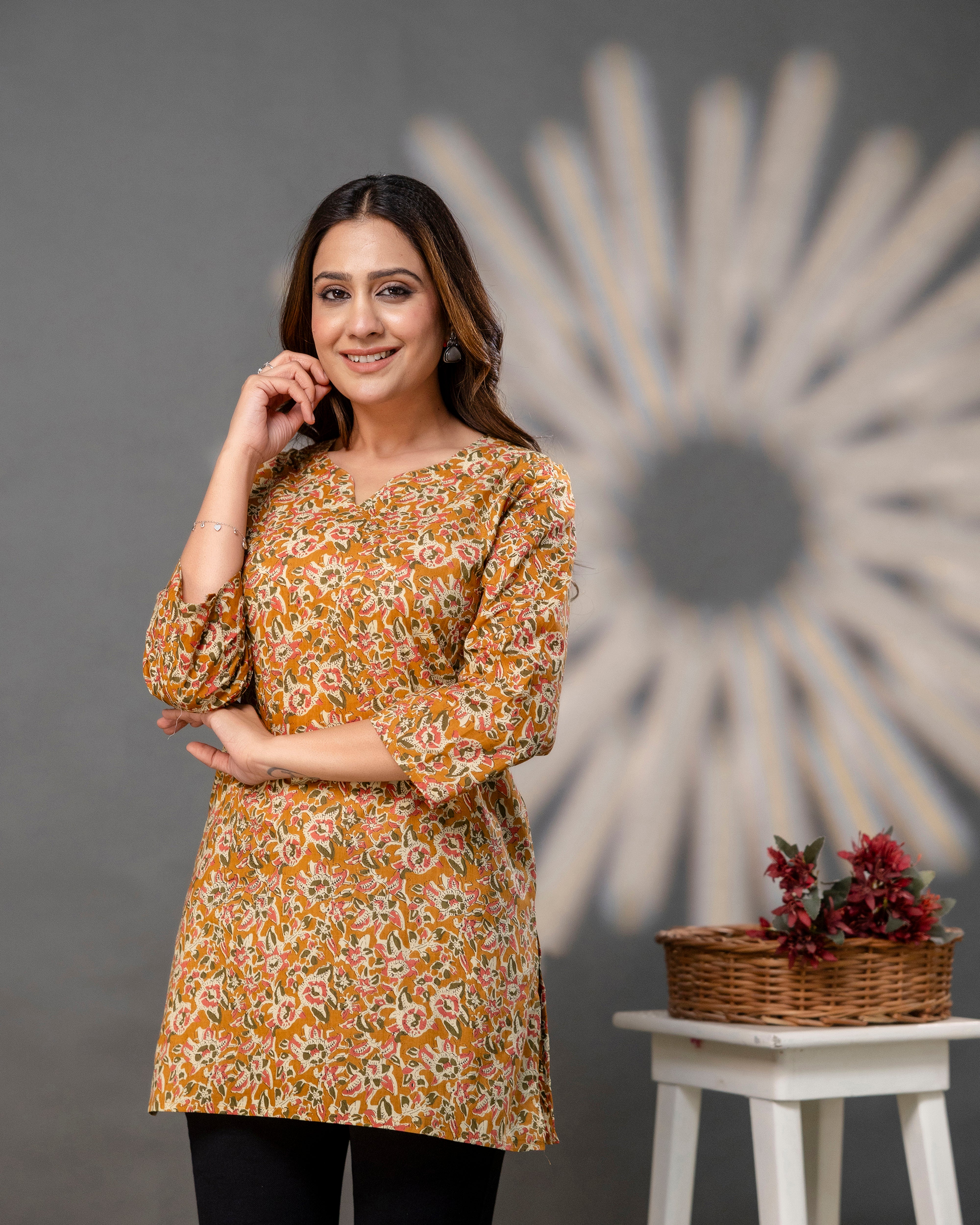 The Ochre Floral Short Top