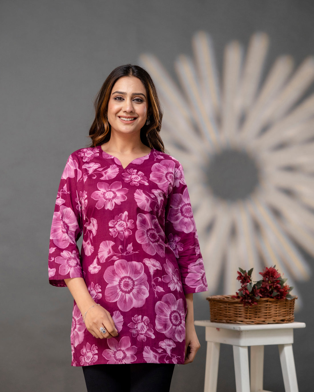 The Magenta Floral Short Top