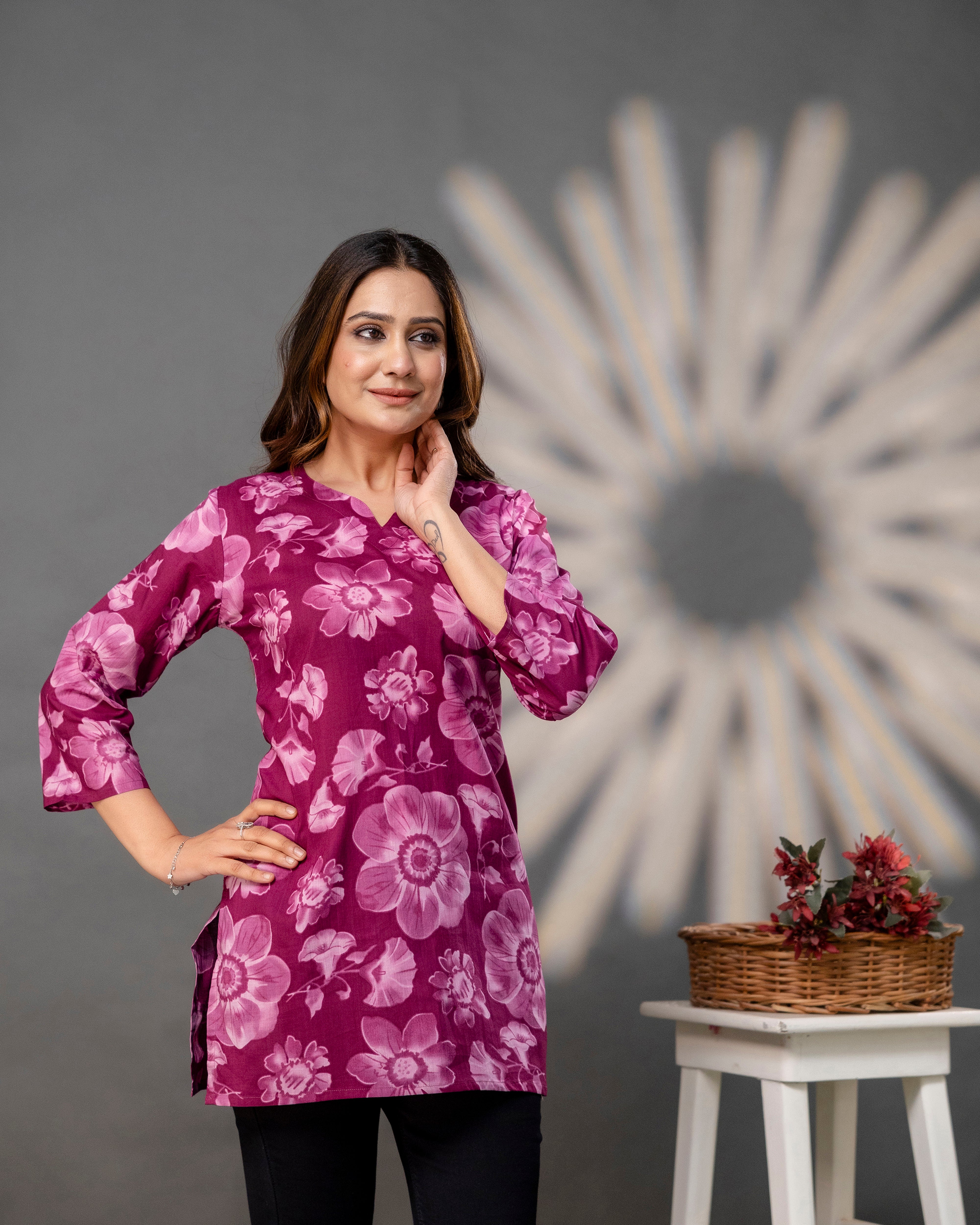 The Magenta Floral Short Top