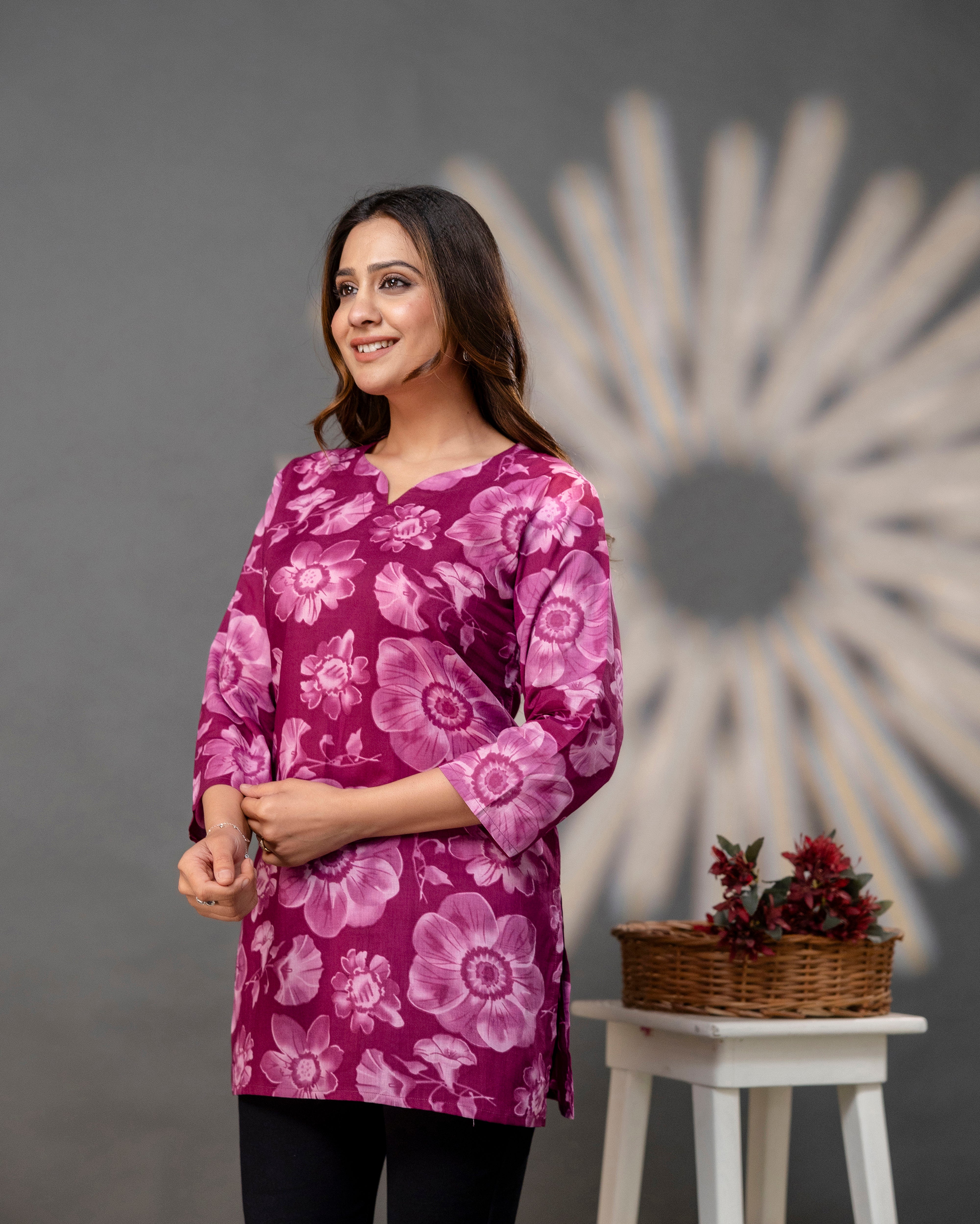 The Magenta Floral Short Top