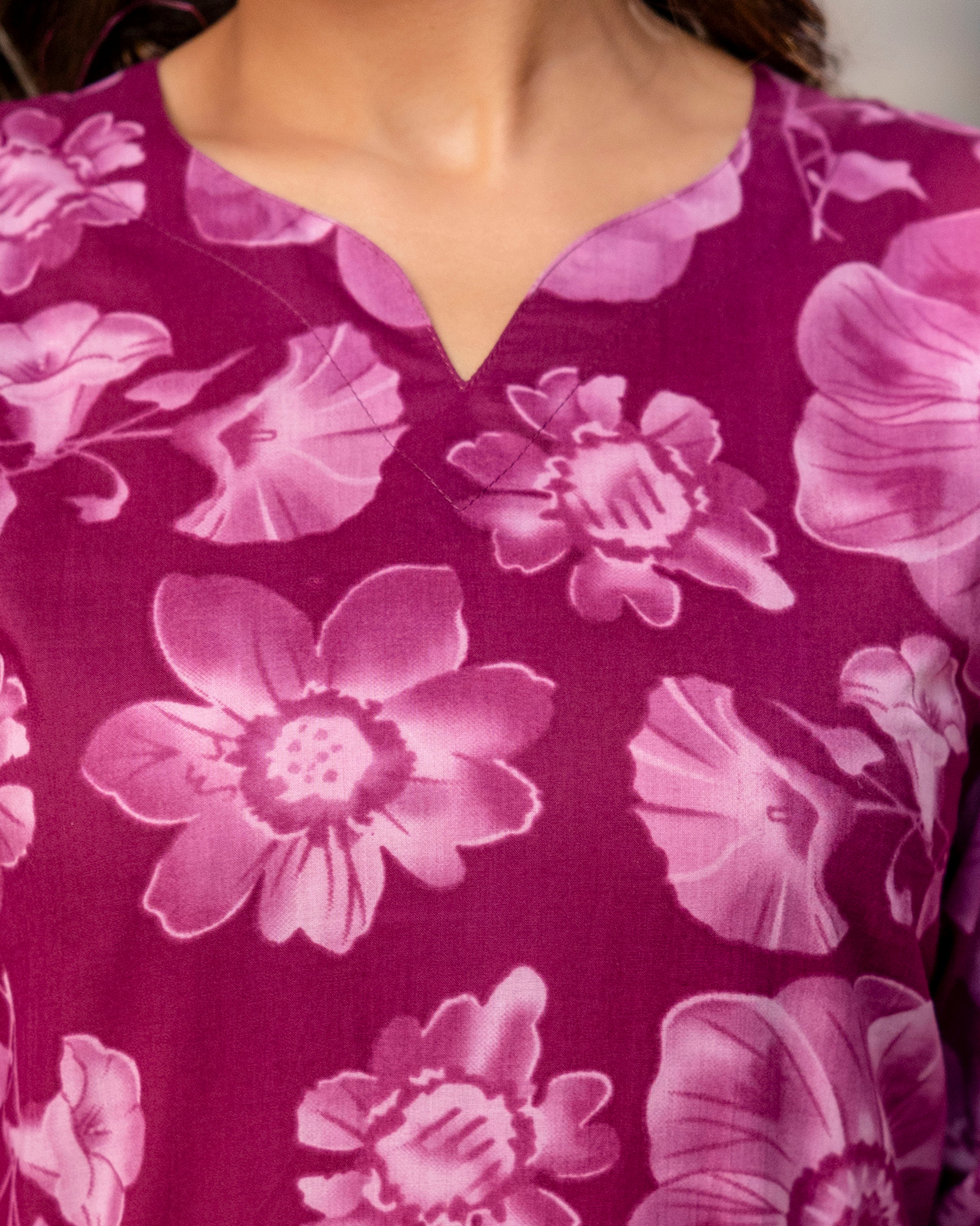 The Magenta Floral Short Top