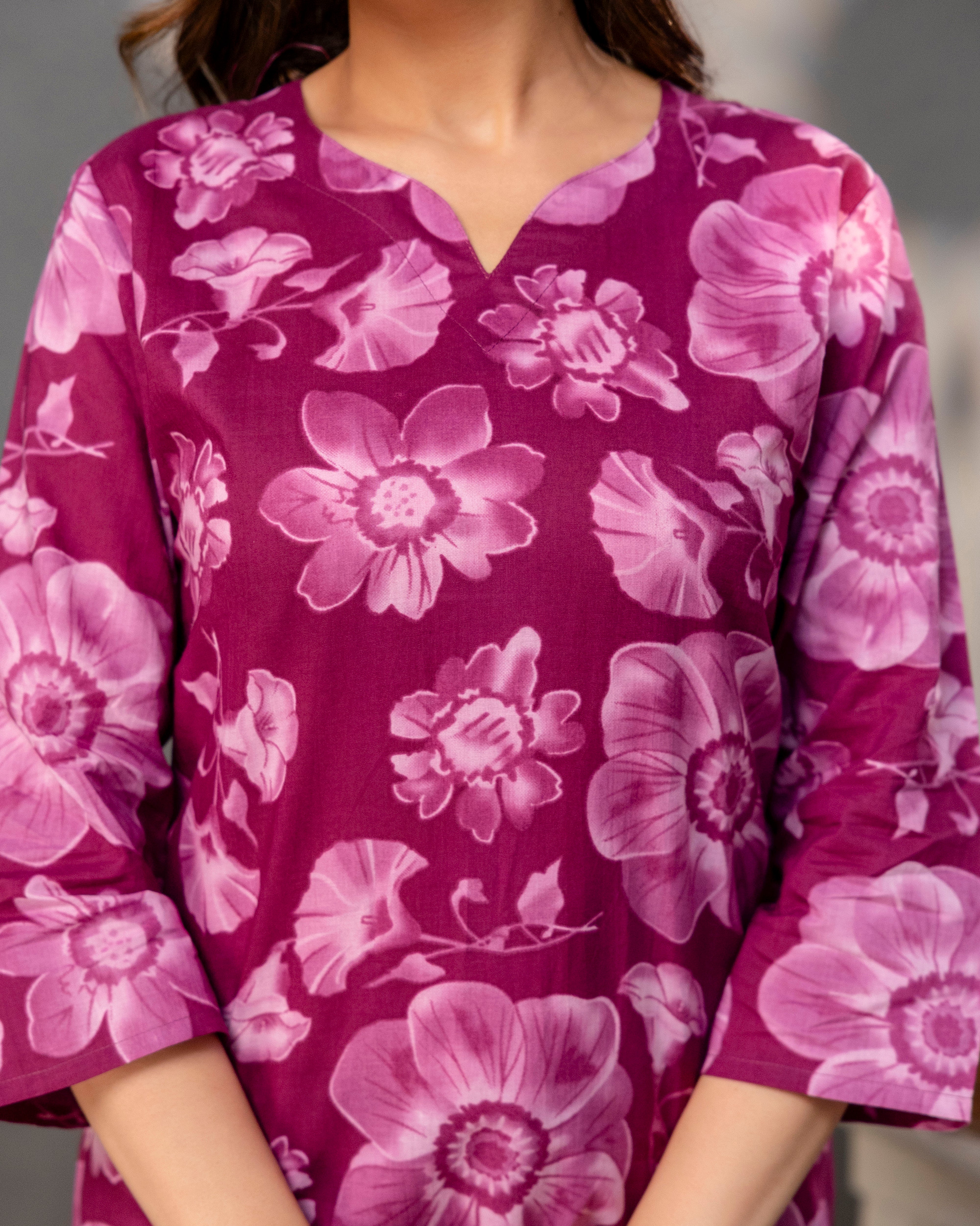 The Magenta Floral Short Top