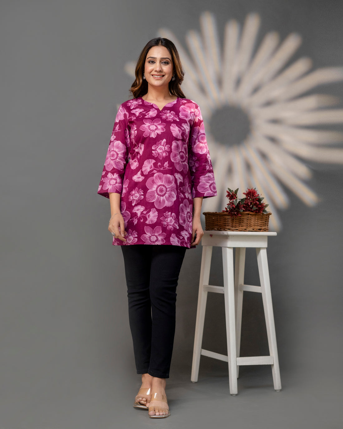 The Magenta Floral Short Top