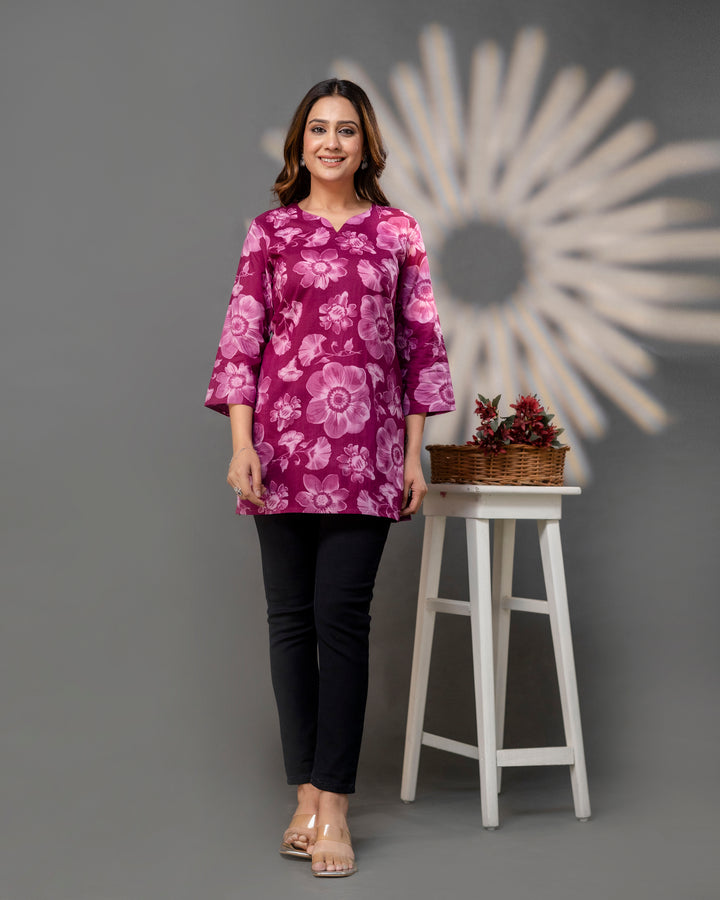 The Magenta Floral Short Top