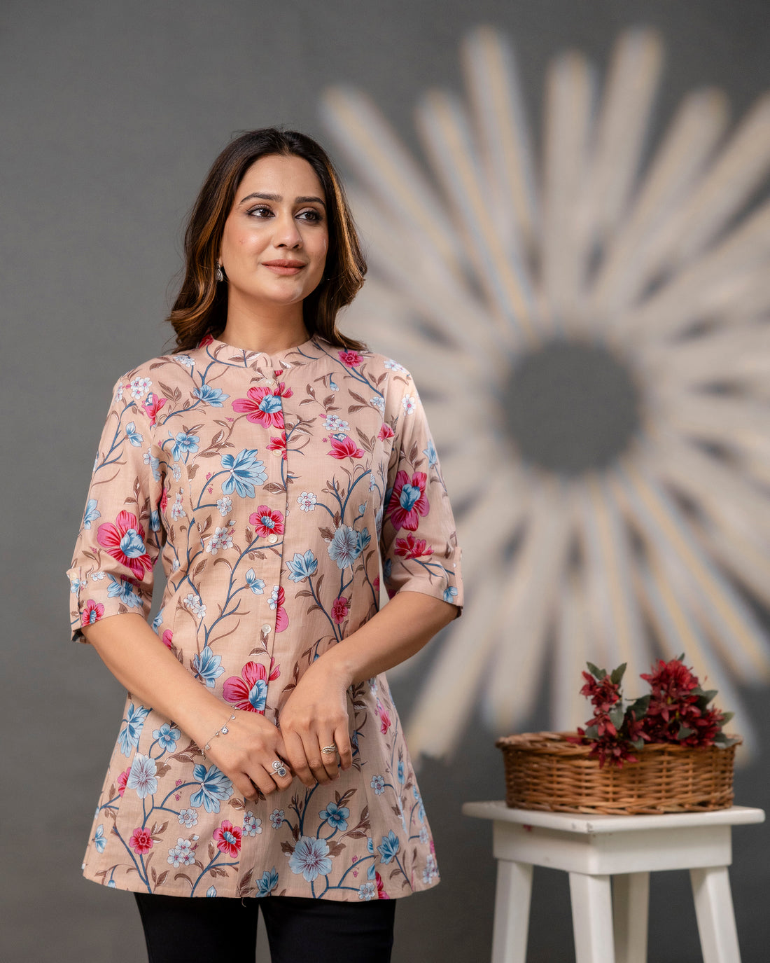 The  Dusty Rose Floral Princess Cut Top