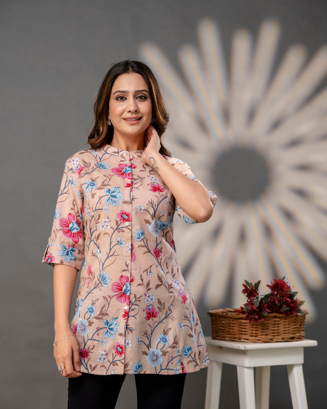 The  Dusty Rose Floral Princess Cut Top