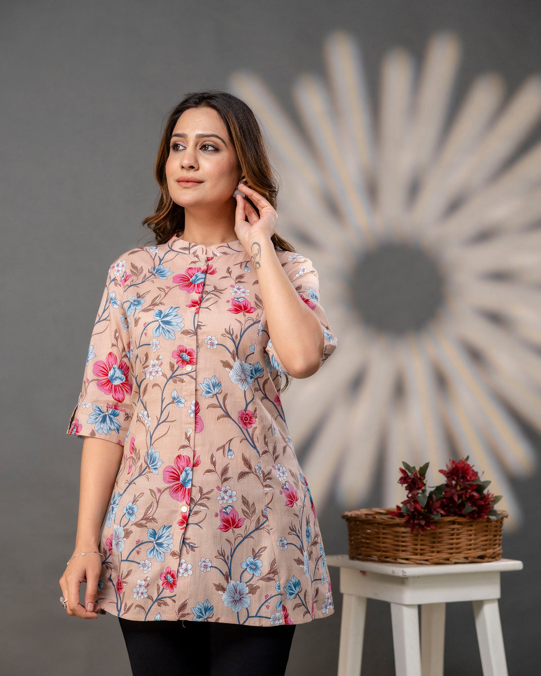 The  Dusty Rose Floral Princess Cut Top