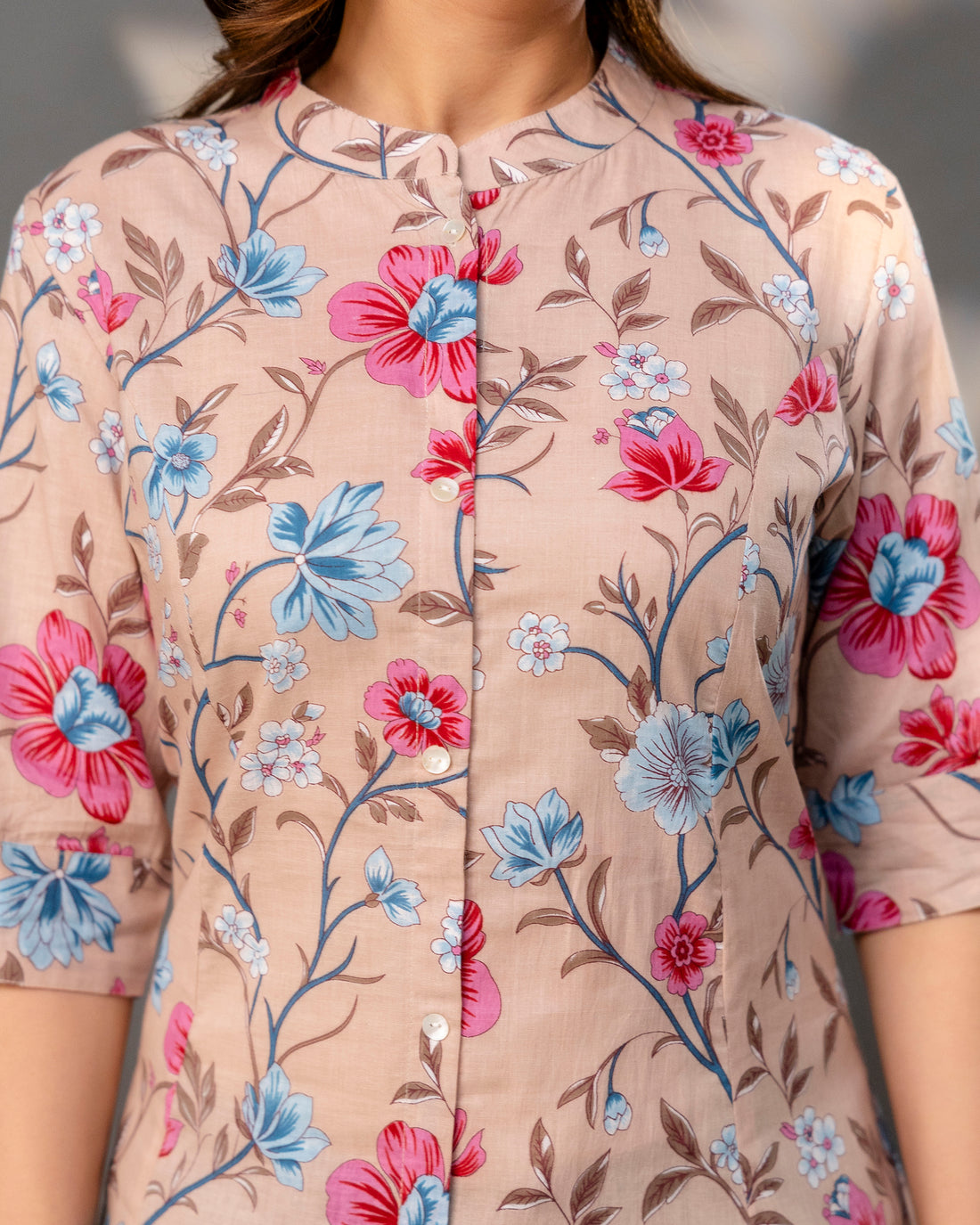 The  Dusty Rose Floral Princess Cut Top