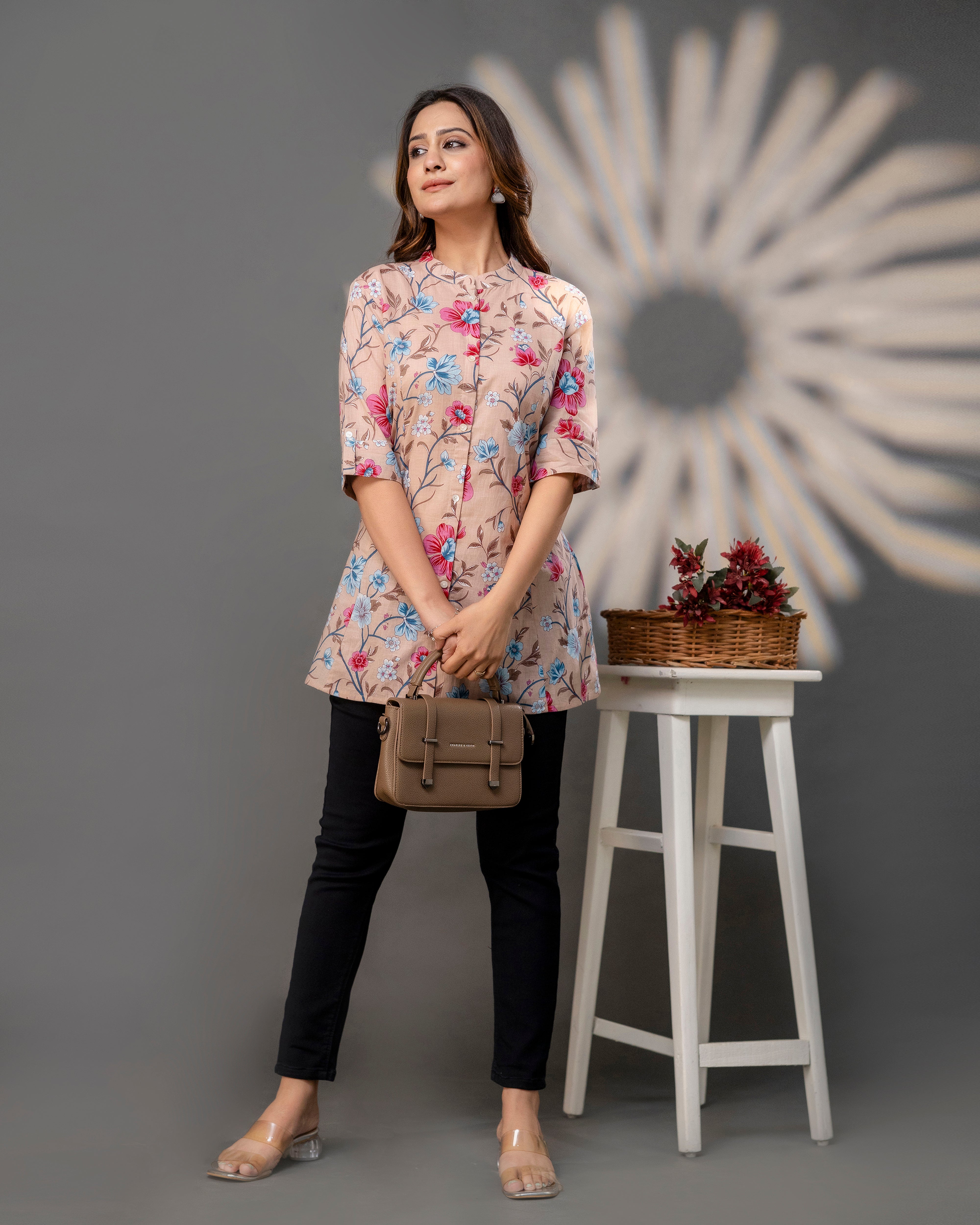 The  Dusty Rose Floral Princess Cut Top