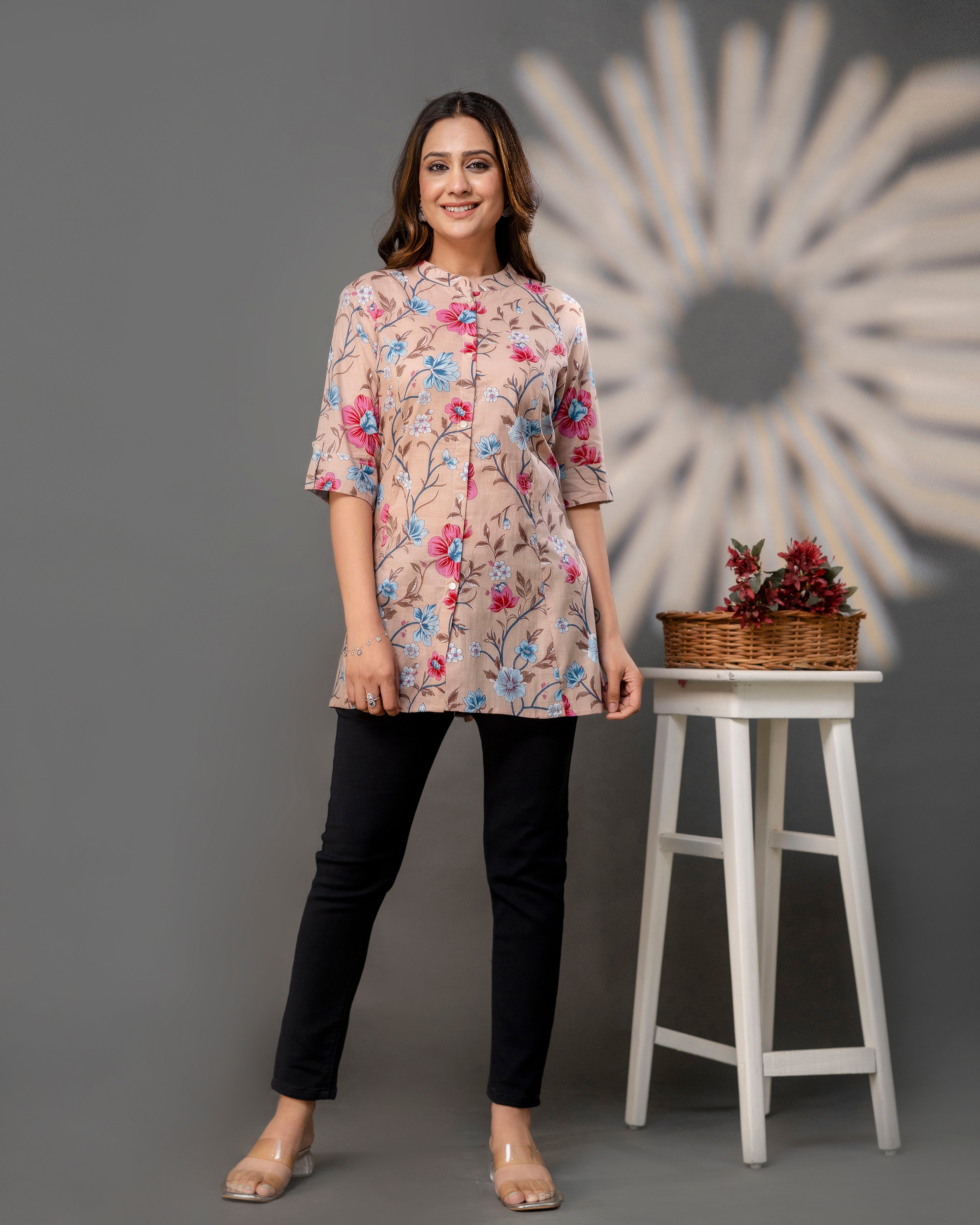 The  Dusty Rose Floral Princess Cut Top