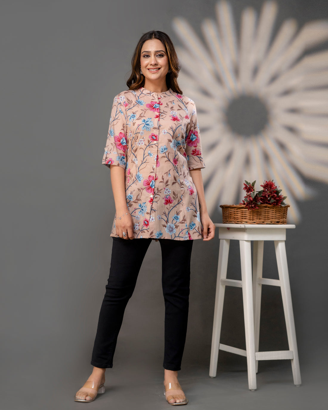 The  Dusty Rose Floral Princess Cut Top