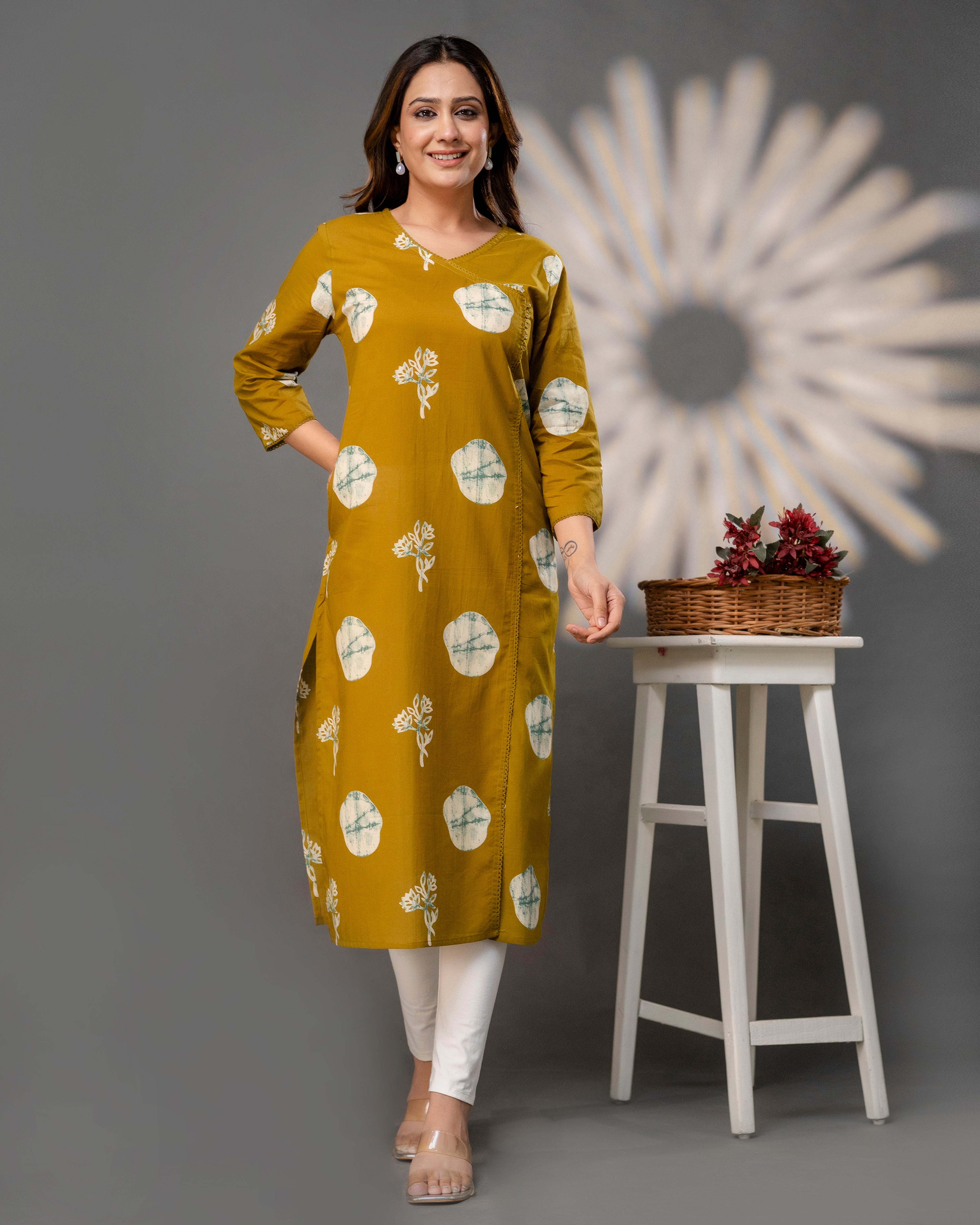 The Mustard Polka Angrakha Kurta