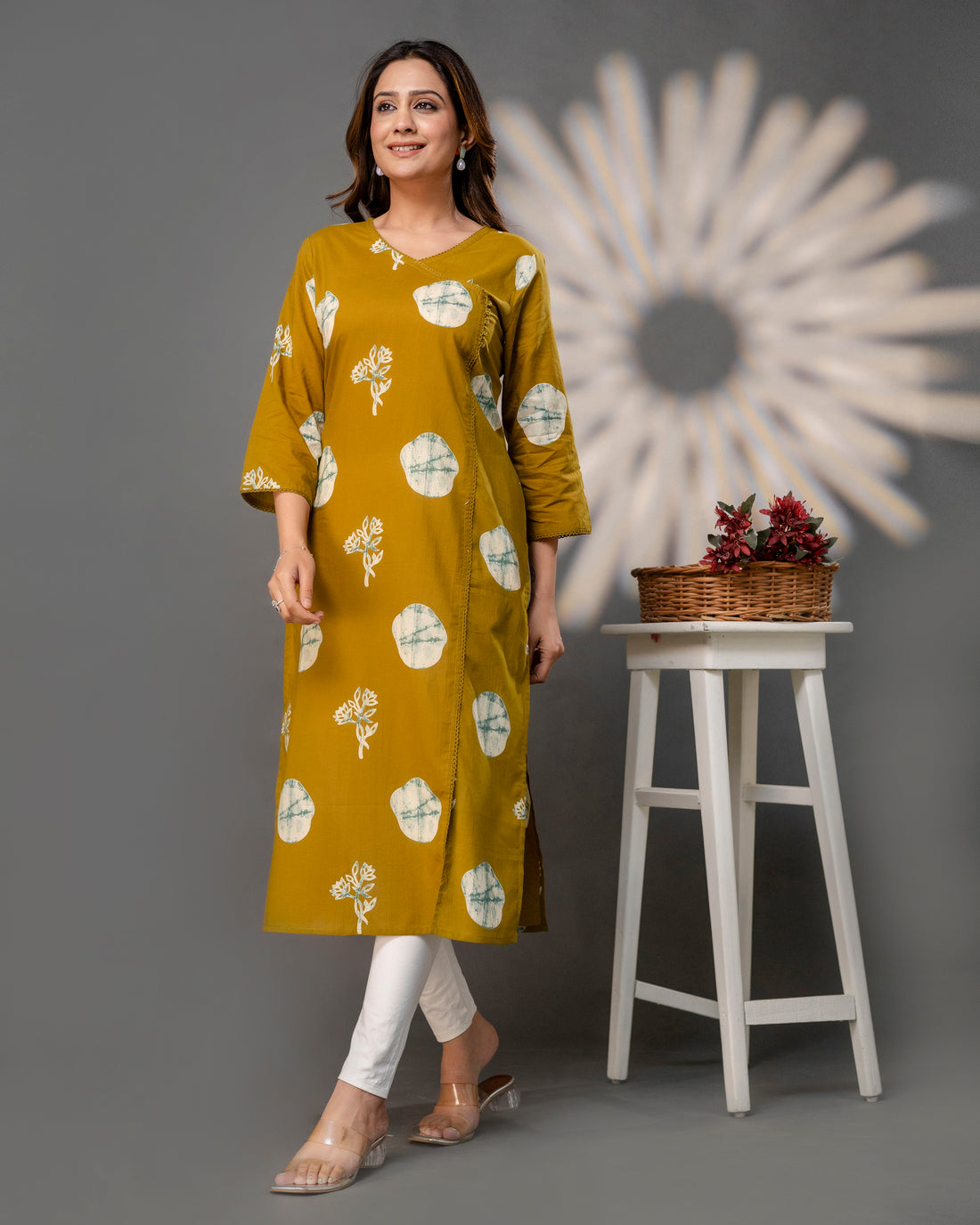 The Mustard Polka Angrakha Kurta