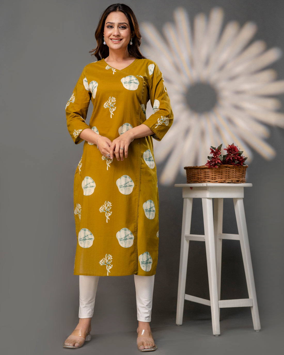 The Mustard Polka Angrakha Kurta