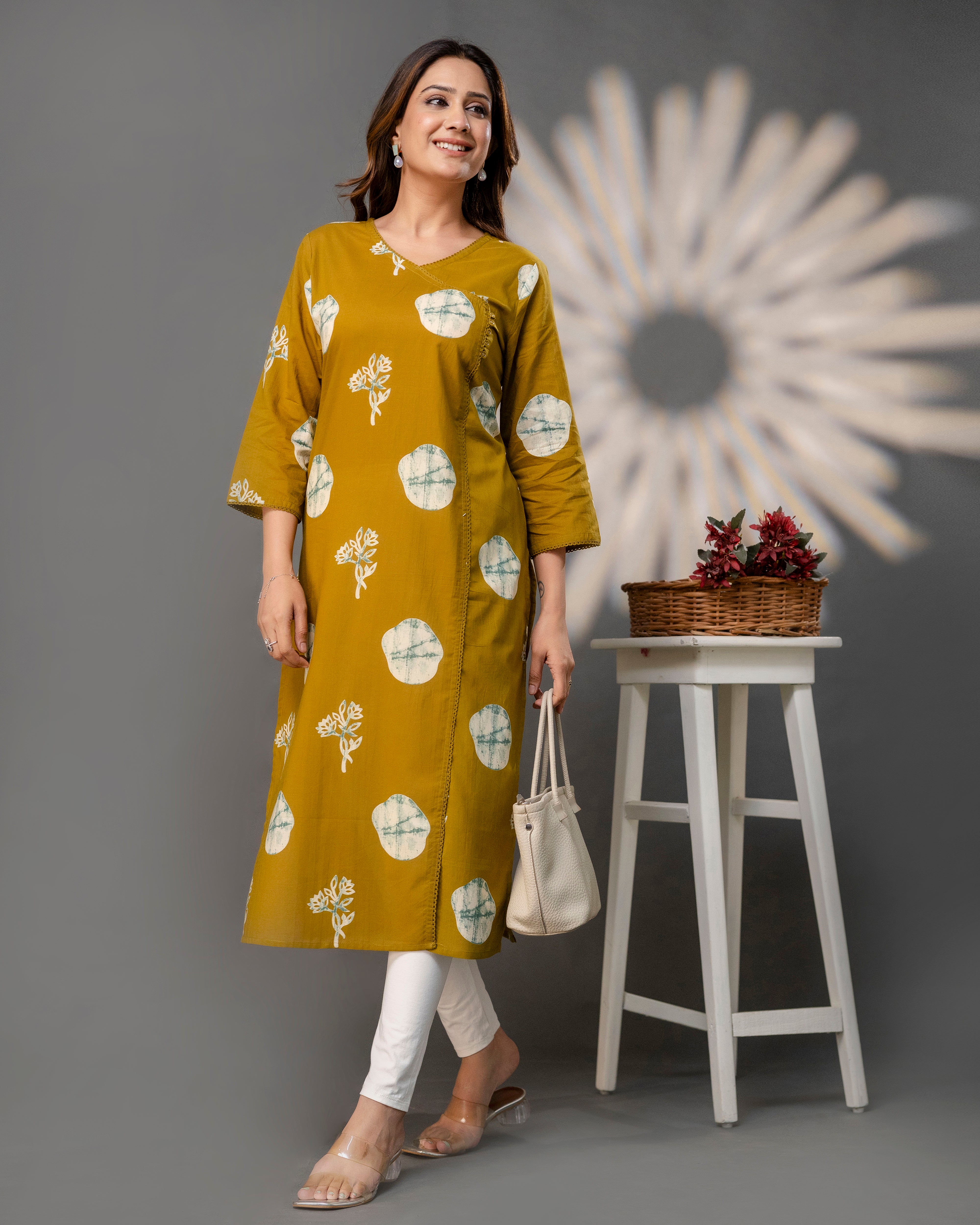 The Mustard Polka Angrakha Kurta