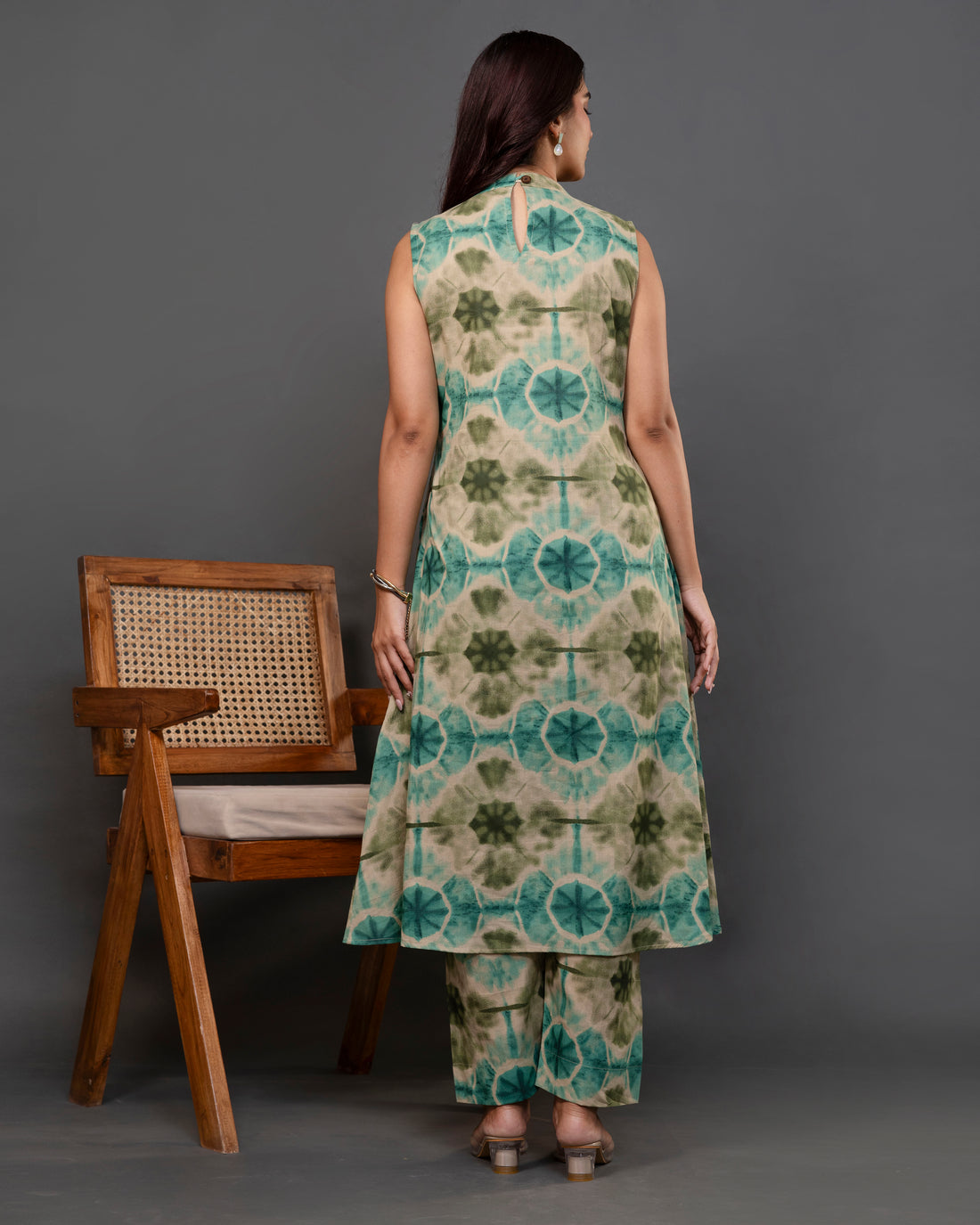 The 'Samara' Shibori Sleeveless A-Line Co-ord Set