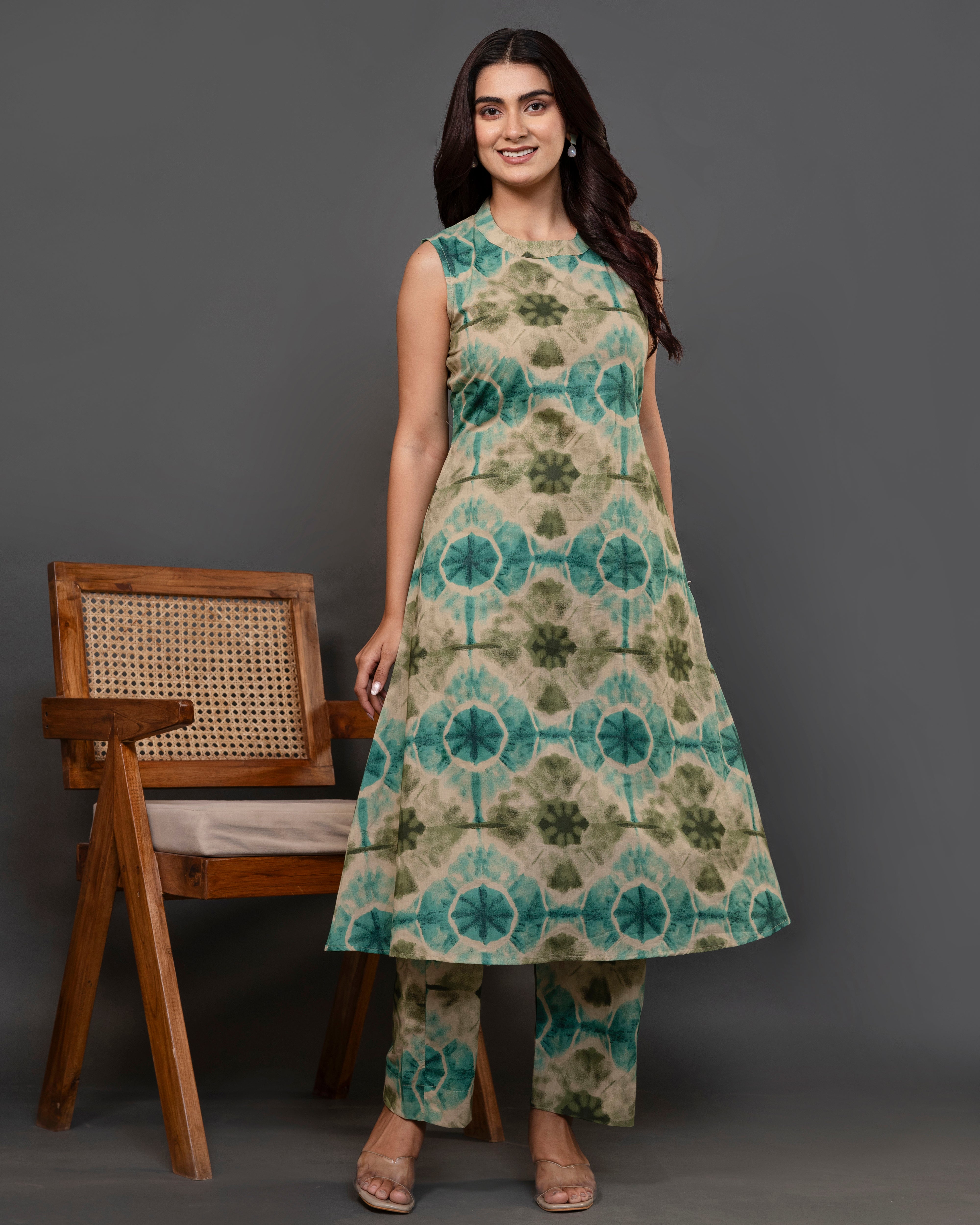 The 'Samara' Shibori Sleeveless A-Line Co-ord Set