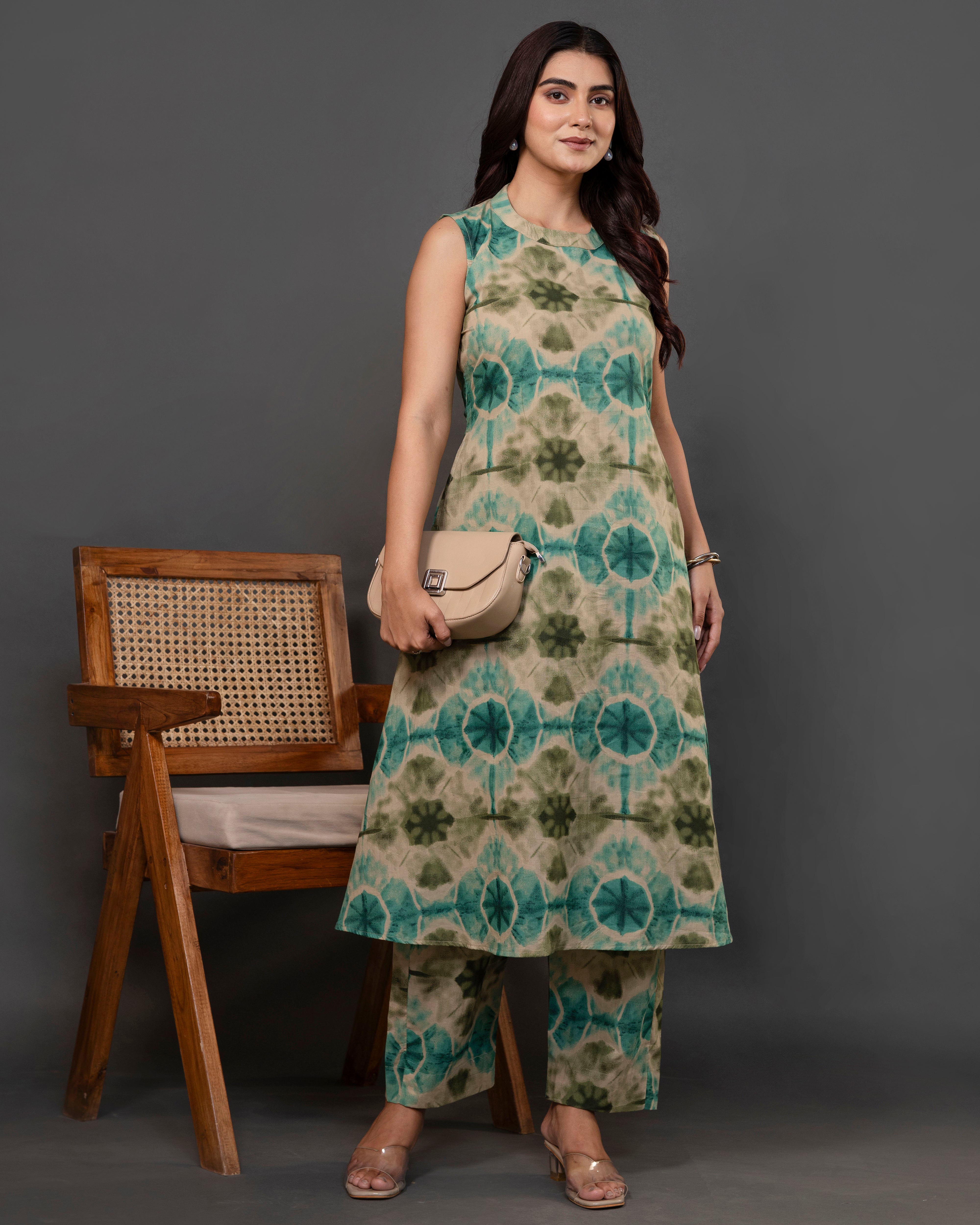 The 'Samara' Shibori Sleeveless A-Line Co-ord Set