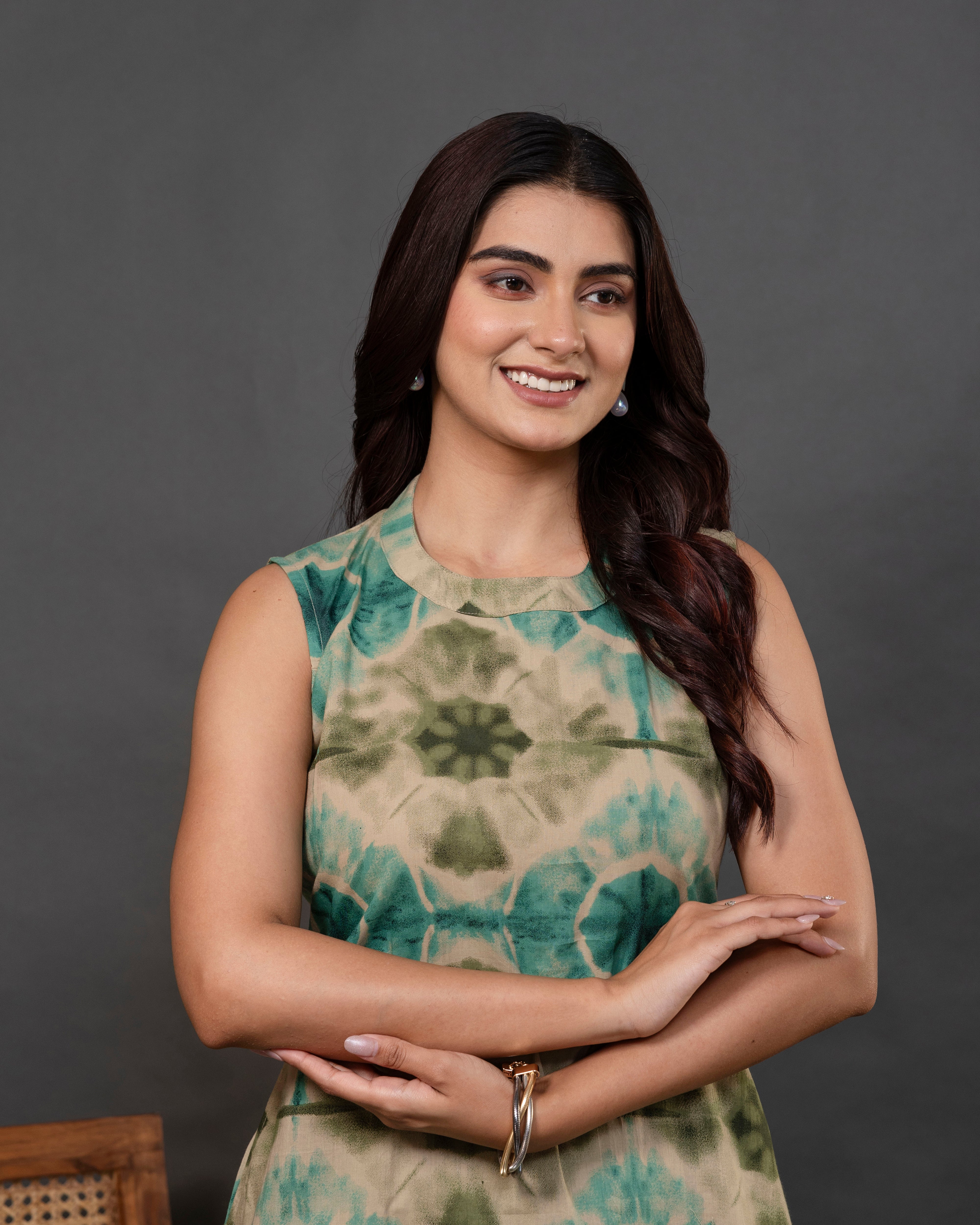 The 'Samara' Shibori Sleeveless A-Line Co-ord Set