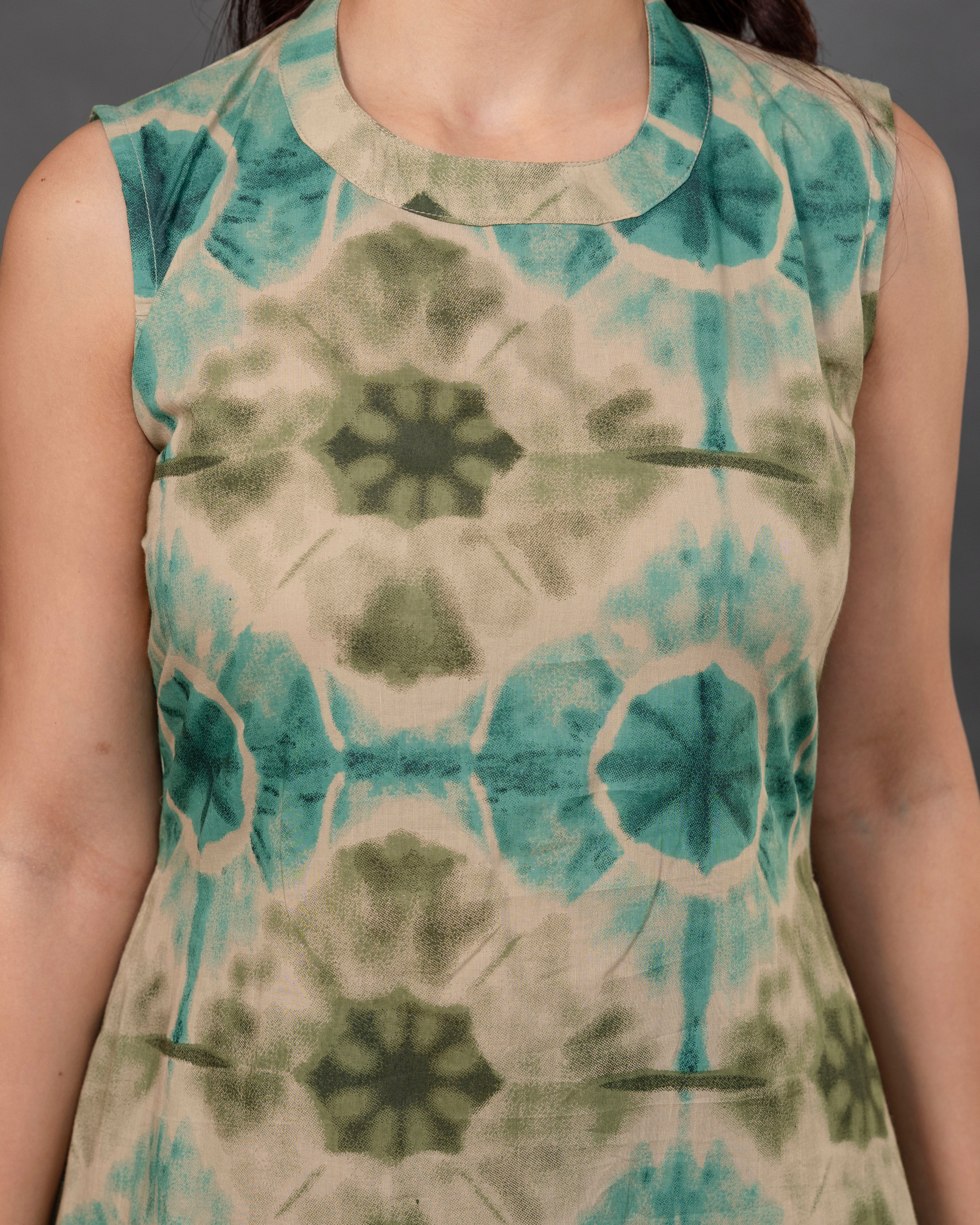 The 'Samara' Shibori Sleeveless A-Line Co-ord Set